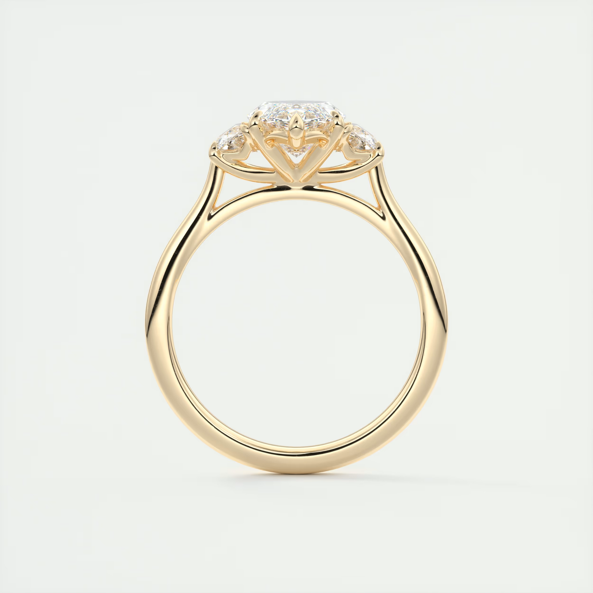 Symbolism 2 Carat Marquise Half Moon Three-Stone Engagement Ring