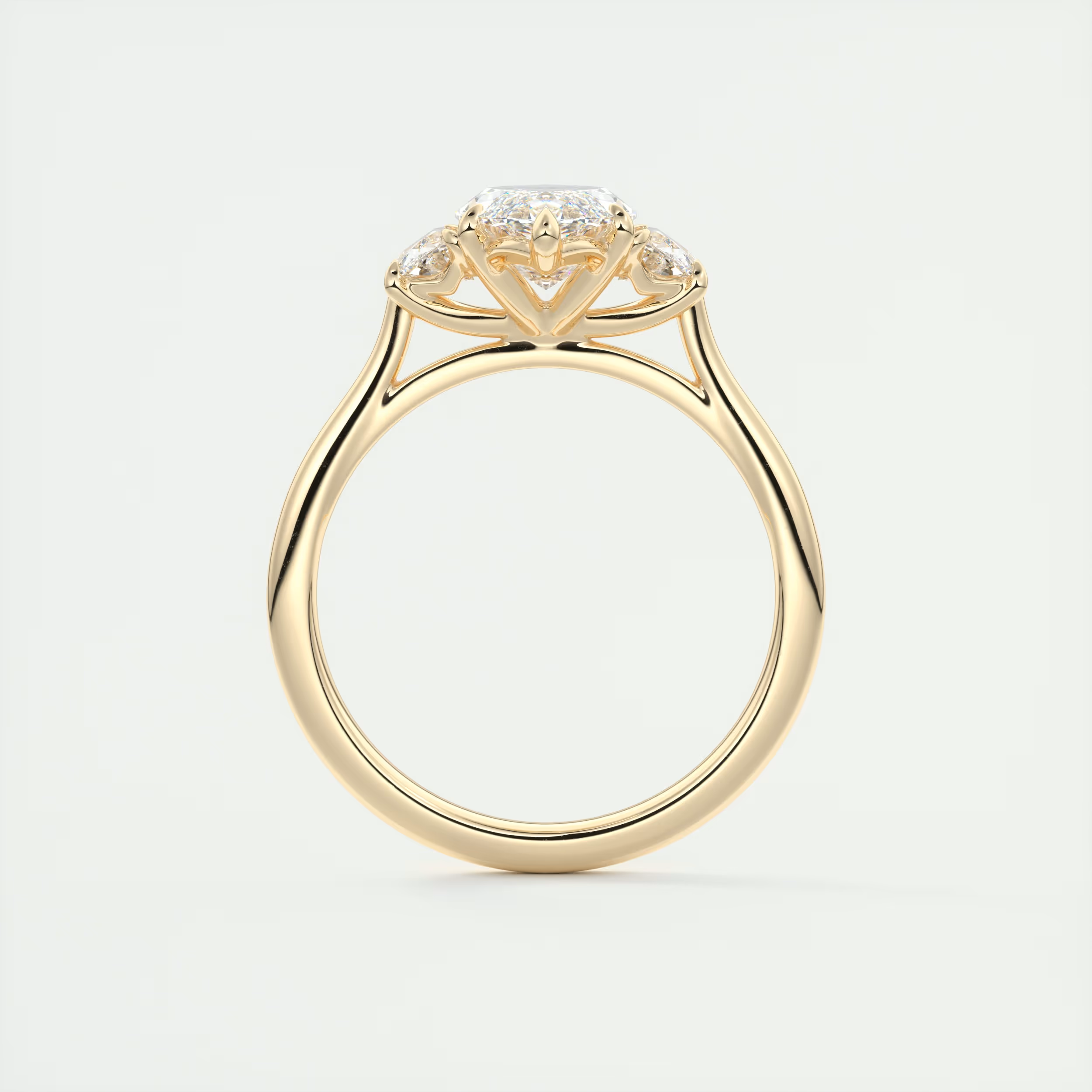 Symbolism 2 Carat Marquise Half Moon Three-Stone Engagement Ring