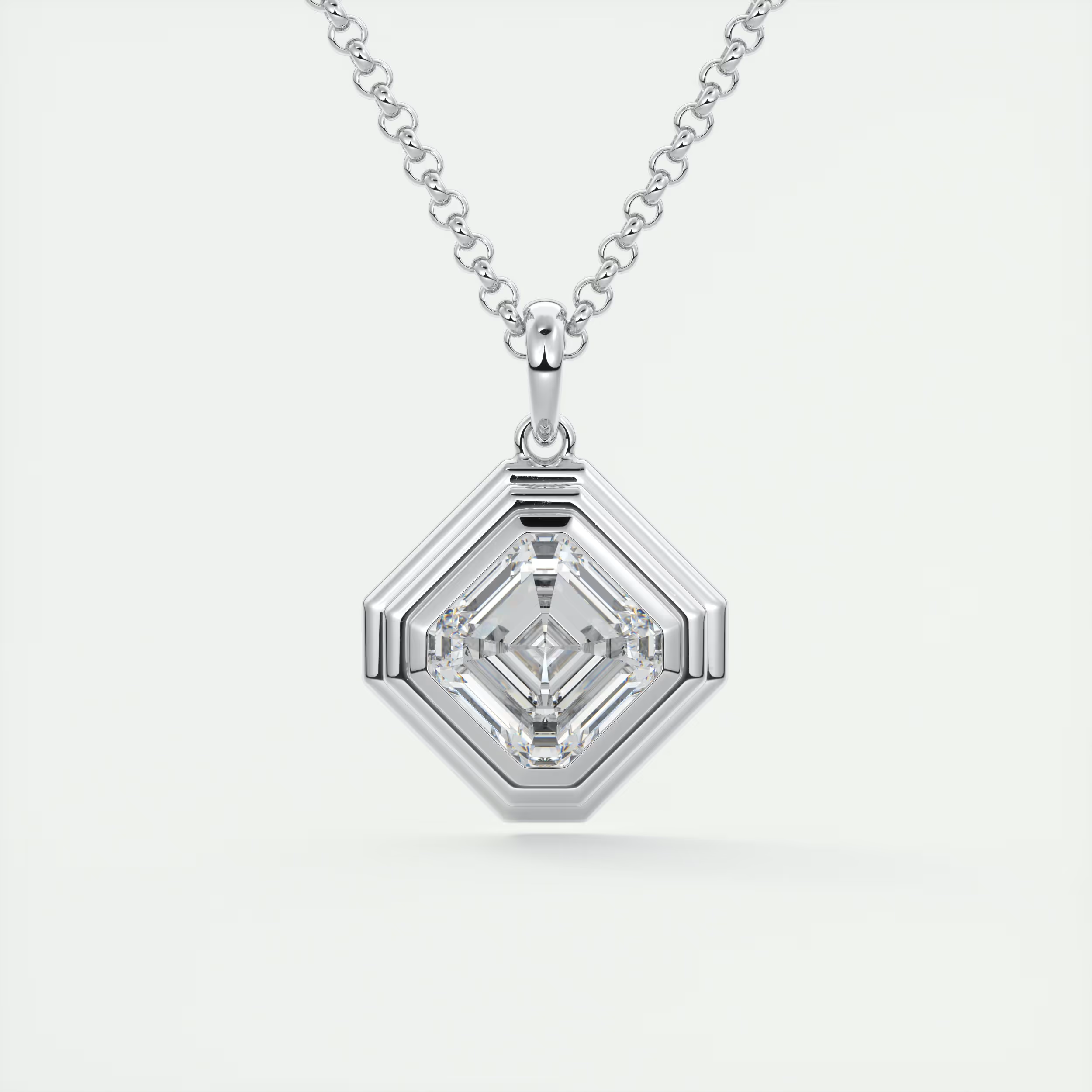 1.5 Carat Asscher Chunky Deco Bezel Pendant