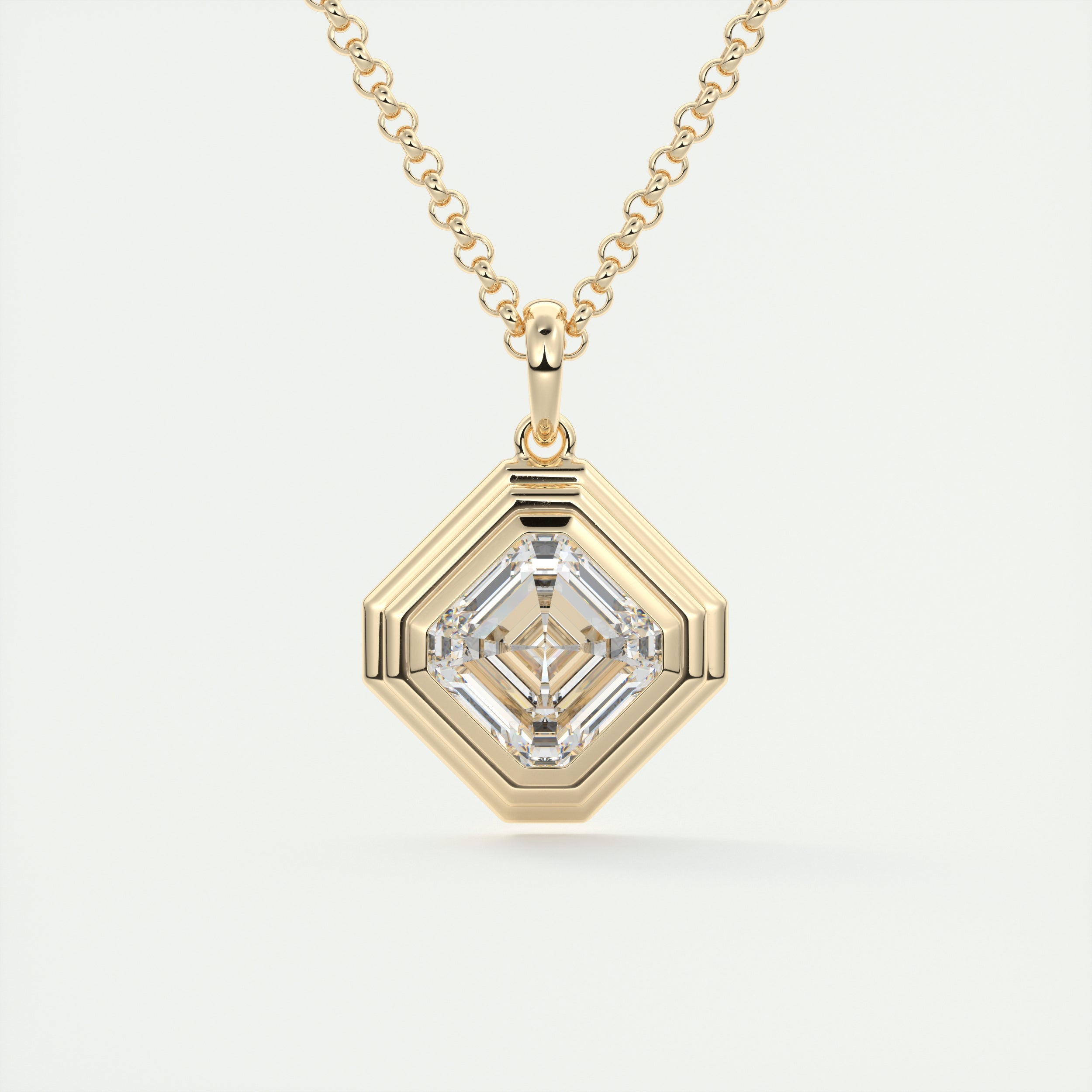 1.5 Carat Asscher Chunky Deco Bezel Pendant