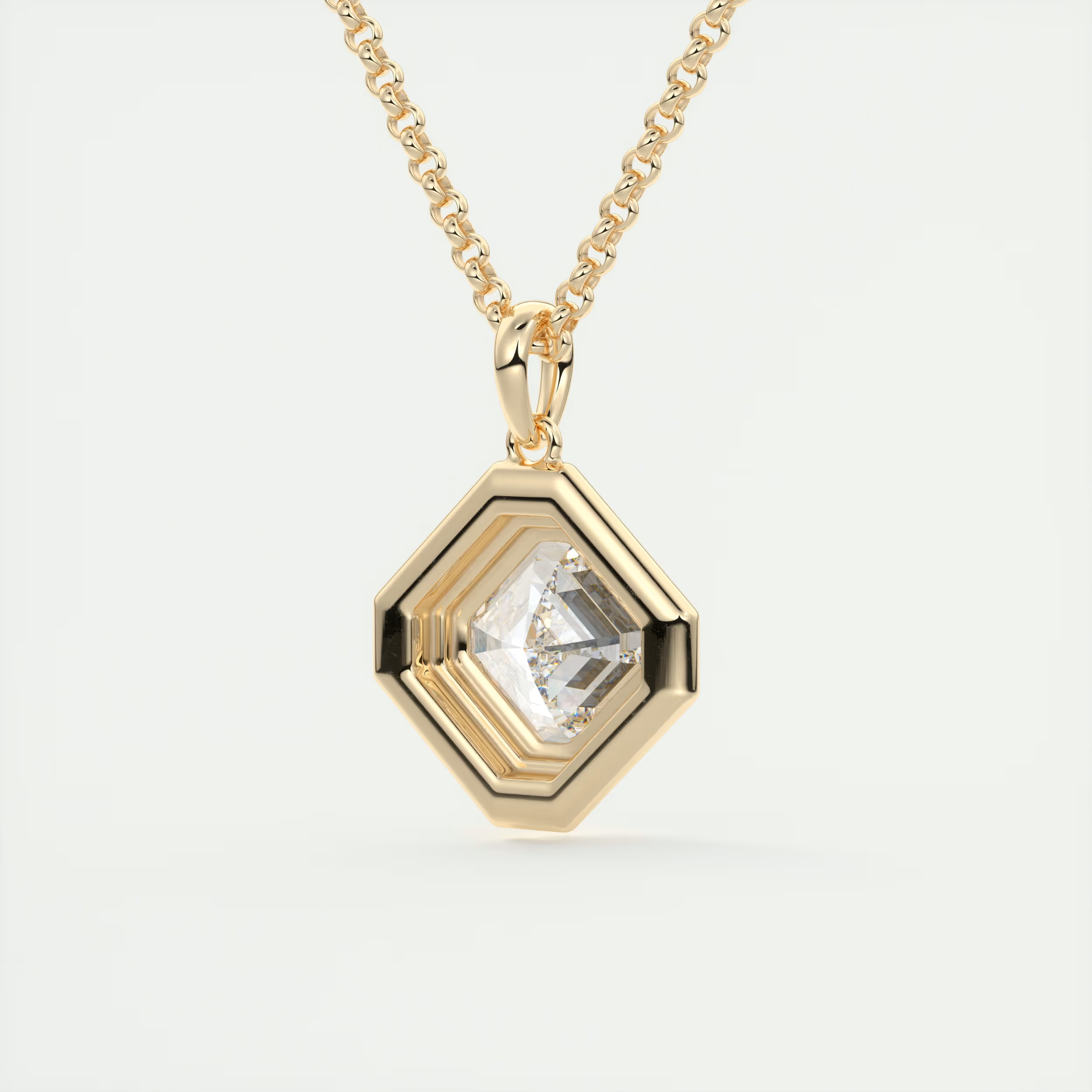 1.5 Carat Asscher Chunky Deco Bezel Pendant