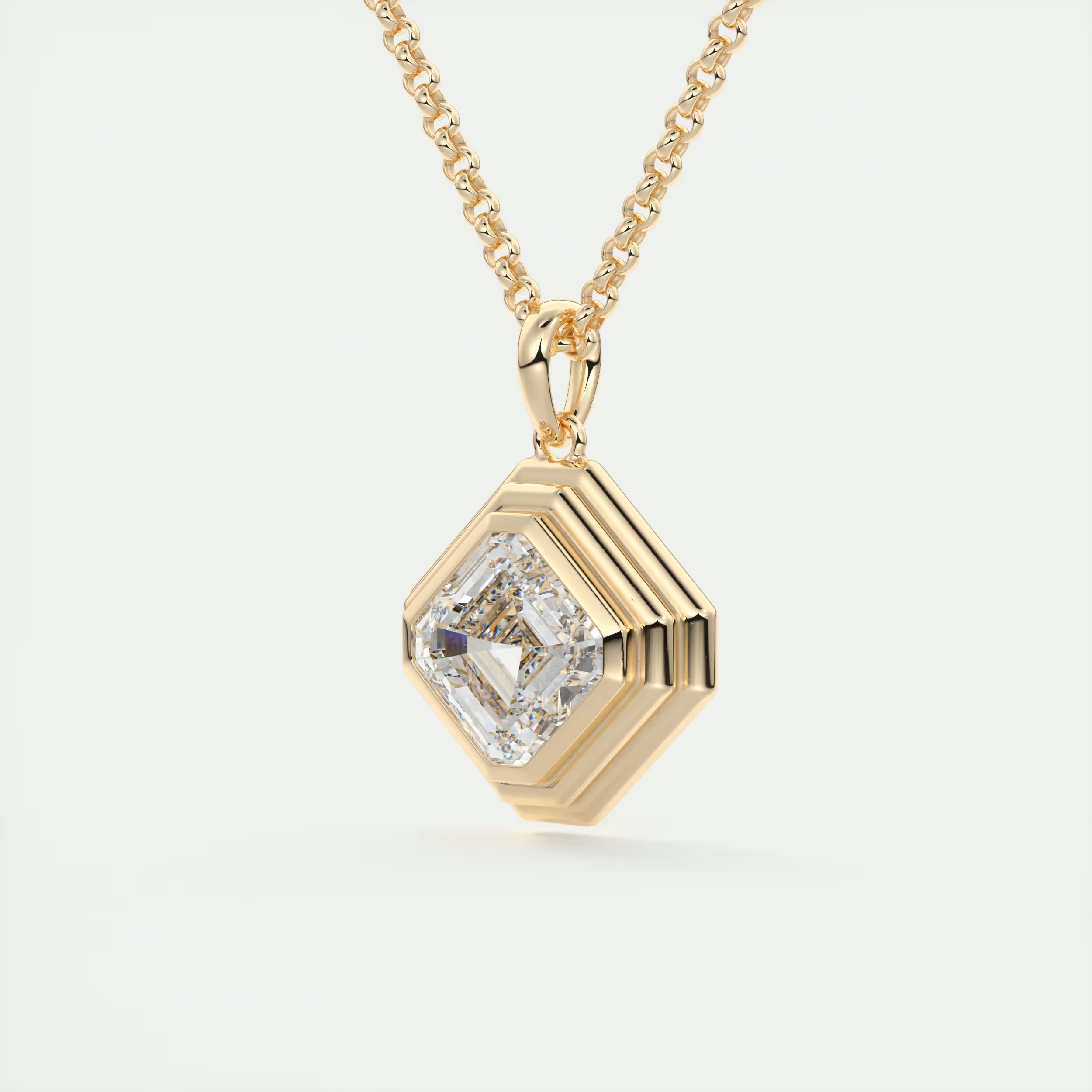 1.5 Carat Asscher Chunky Deco Bezel Pendant