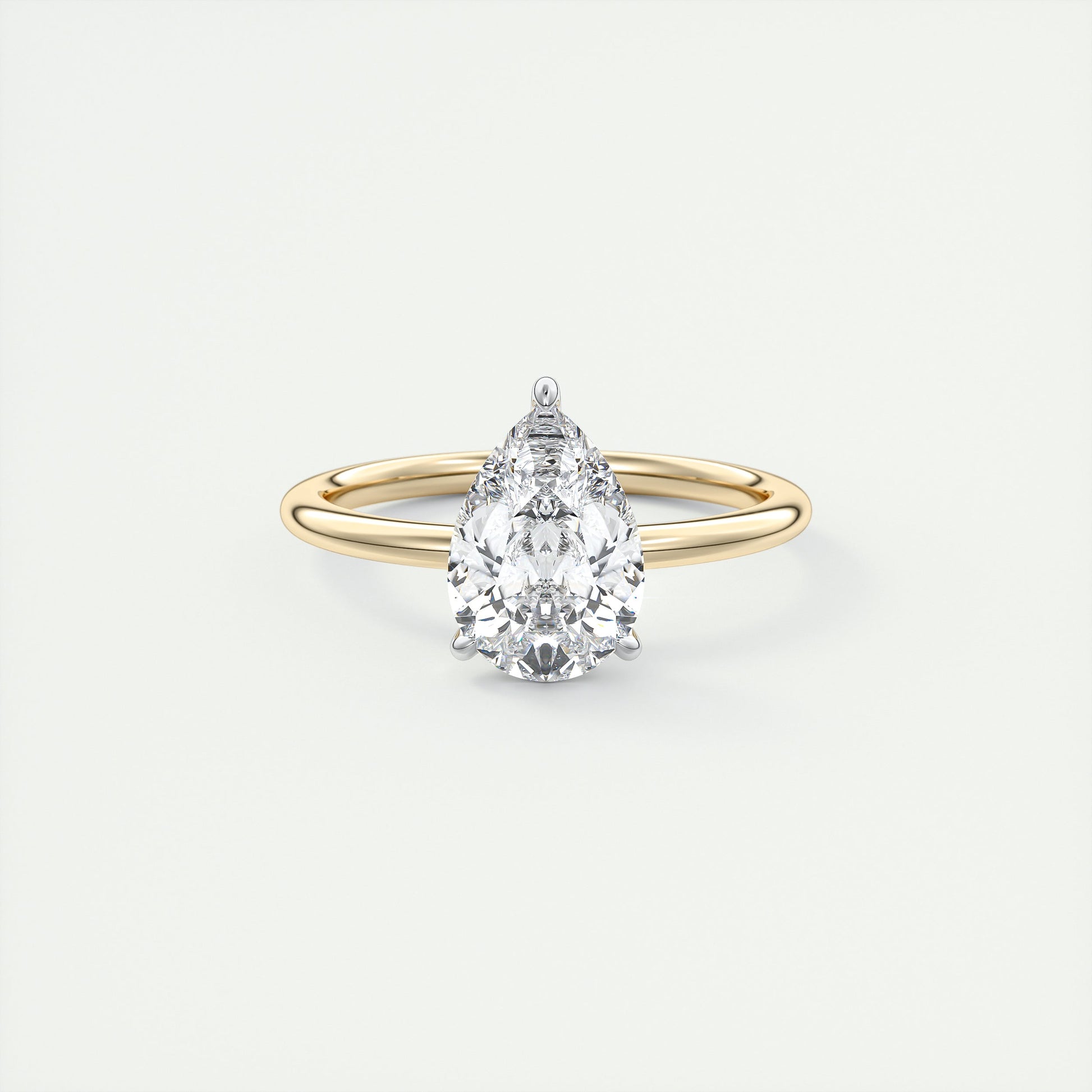 2 Carat Pear Gold Solitaire with Platinum Prongs