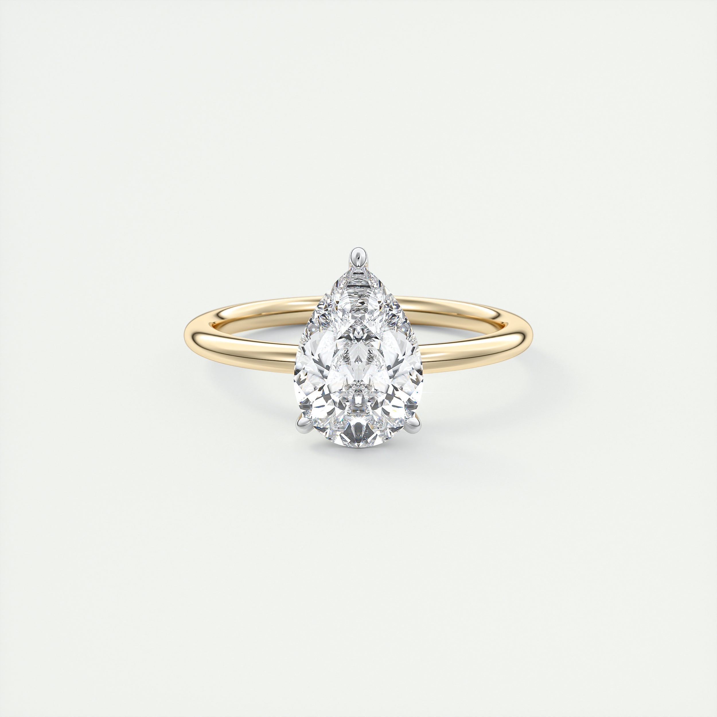2 Carat Pear Gold Solitaire with Platinum Prongs