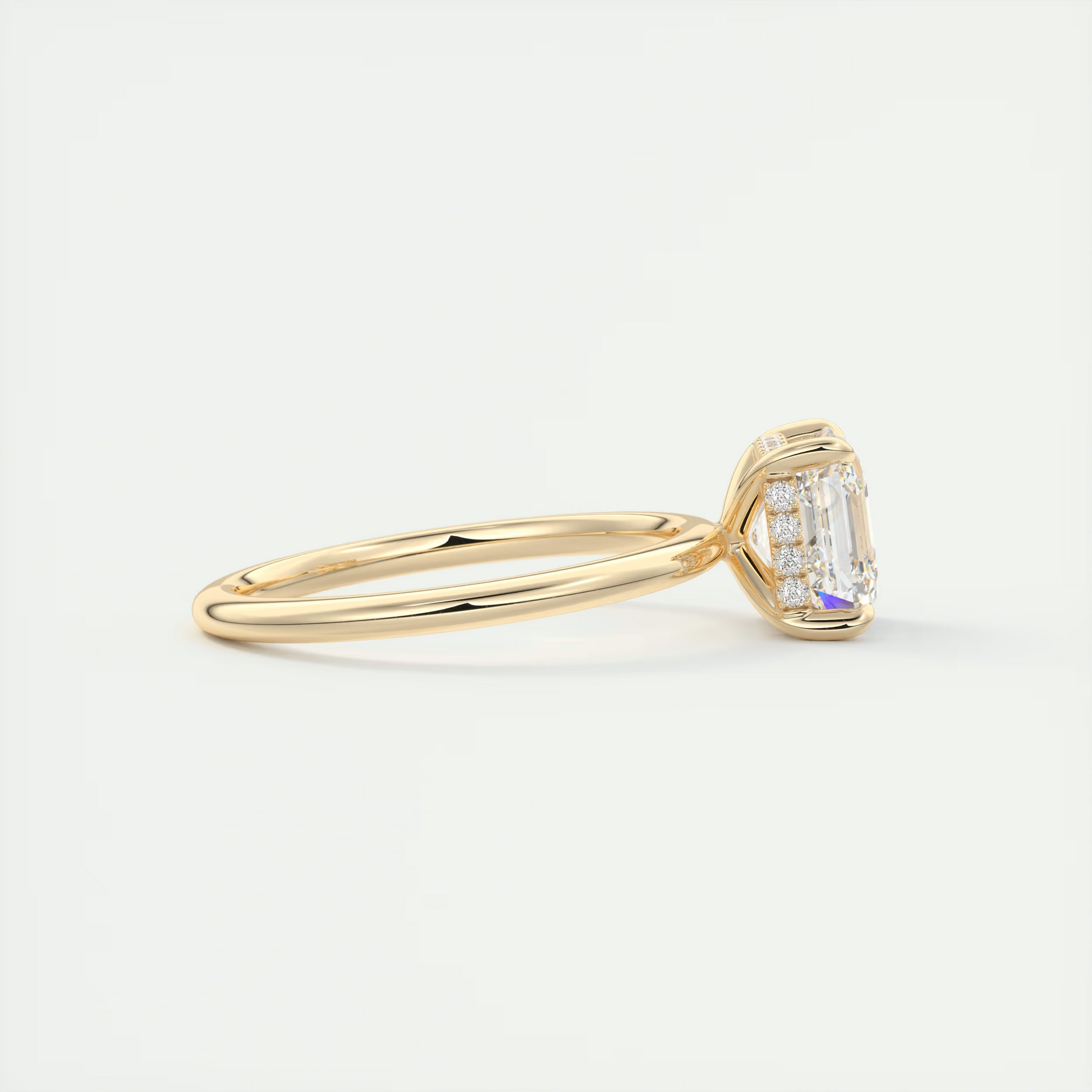 2 Carat Asscher Hidden Halo Pavé Engagement Ring