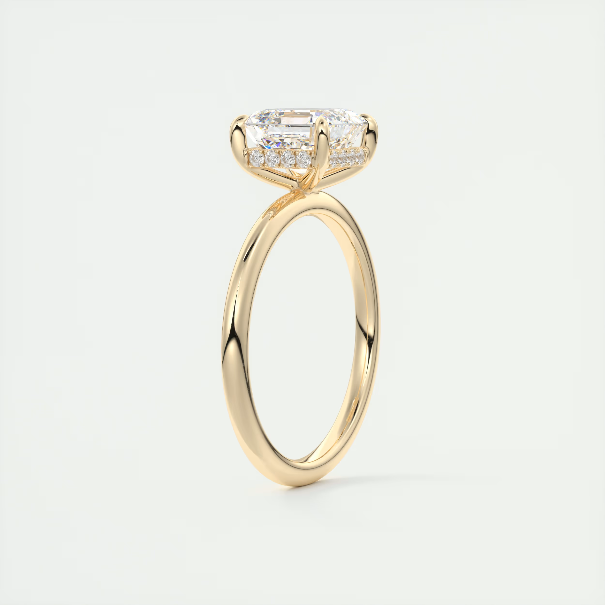 2 Carat Asscher Hidden Halo Pavé Engagement Ring
