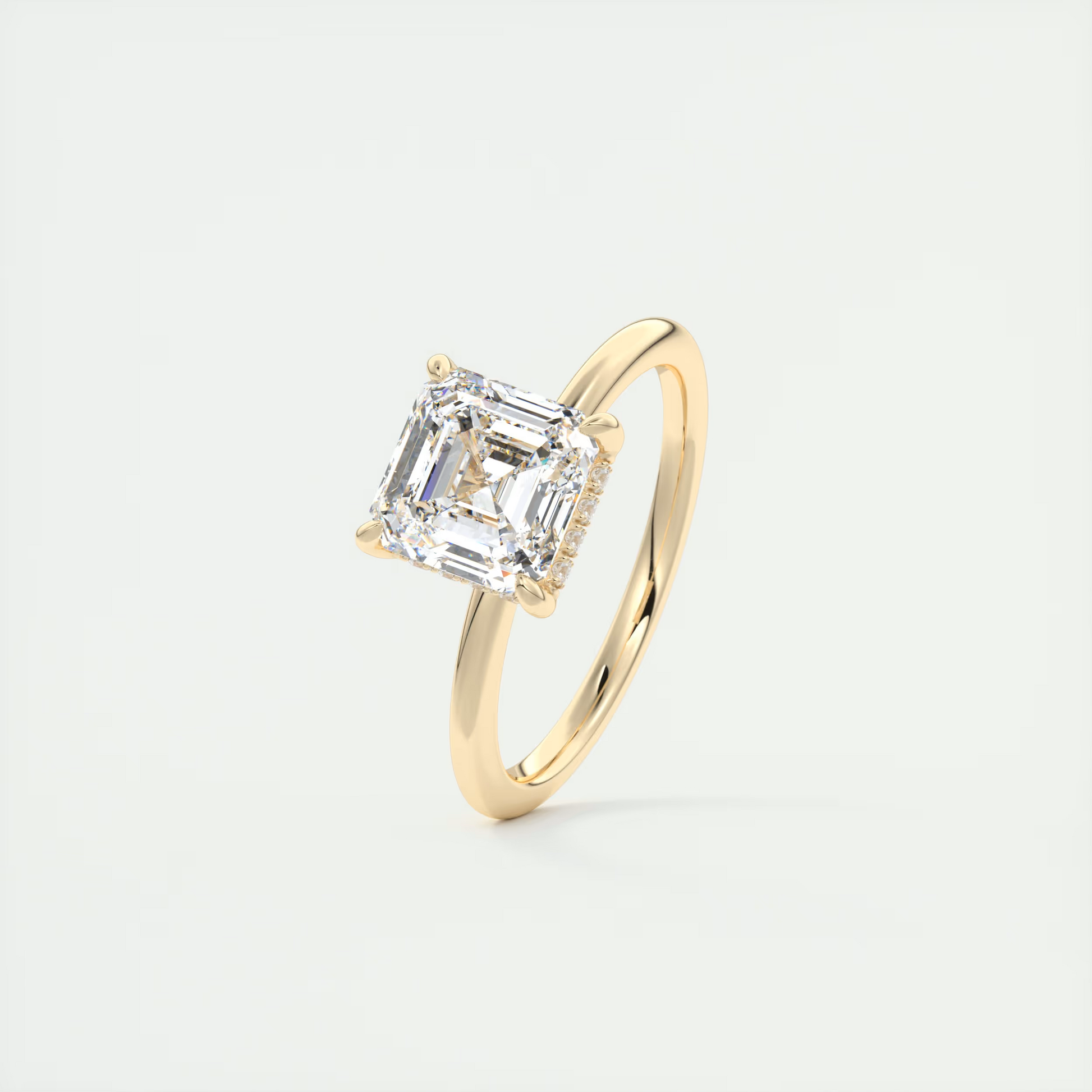 2 Carat Asscher Hidden Halo Pavé Engagement Ring