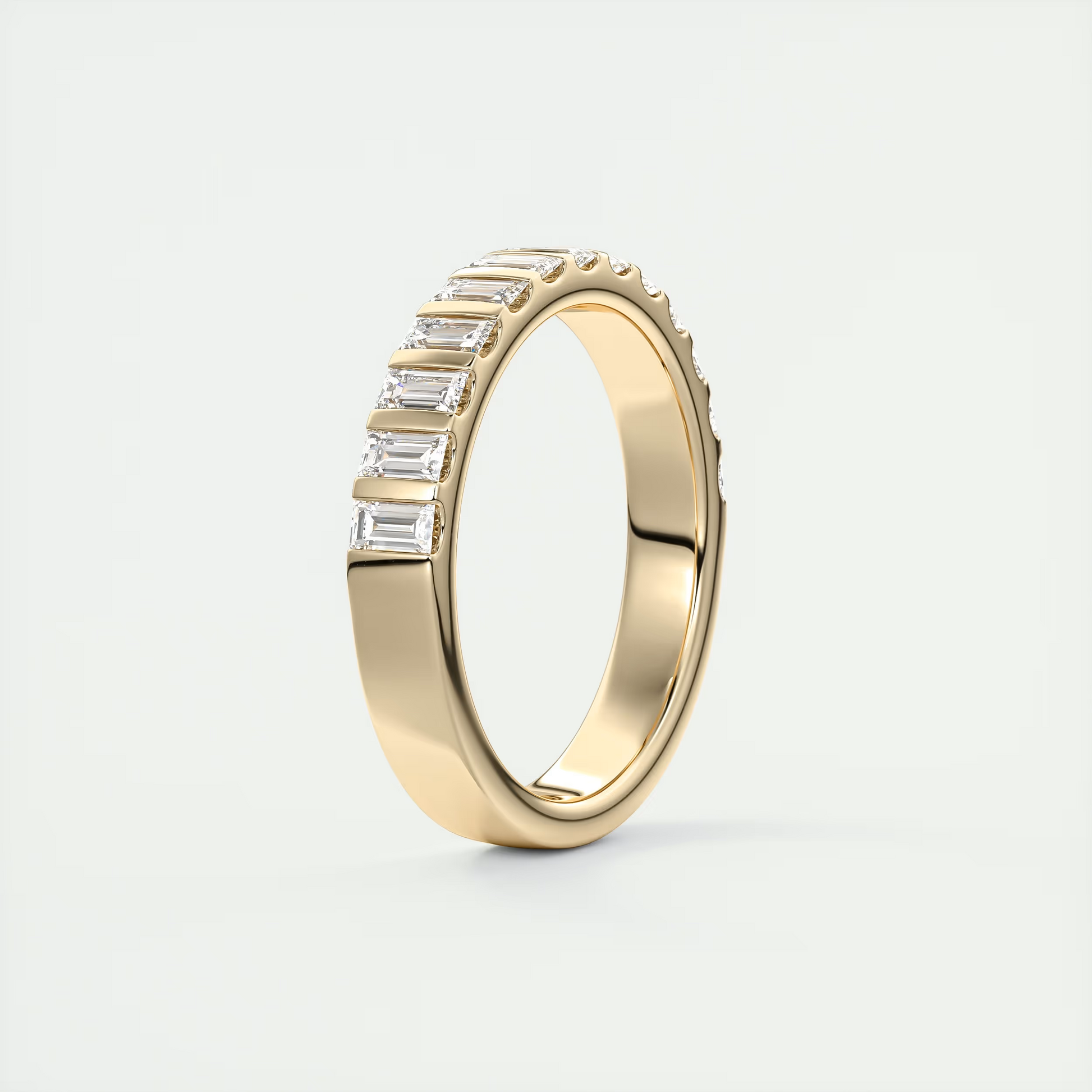 Deco Half Eternity Band – 3 mm Baguette Diamonds (1.00 TCW)