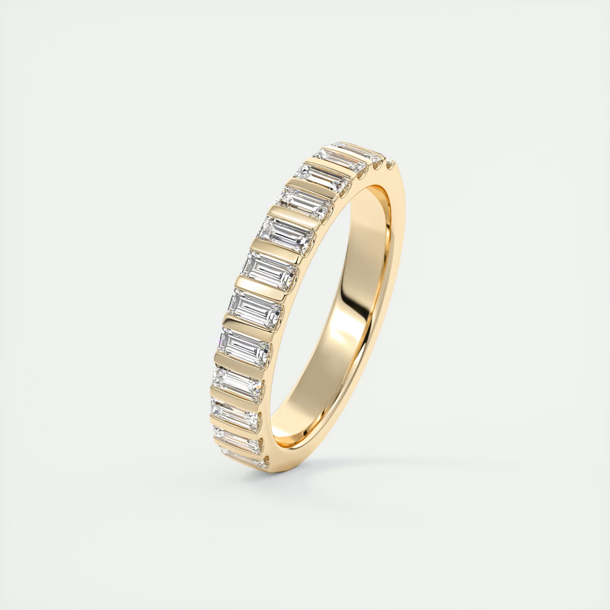 Deco Half Eternity Band – 3 mm Baguette Diamonds (1.00 TCW)