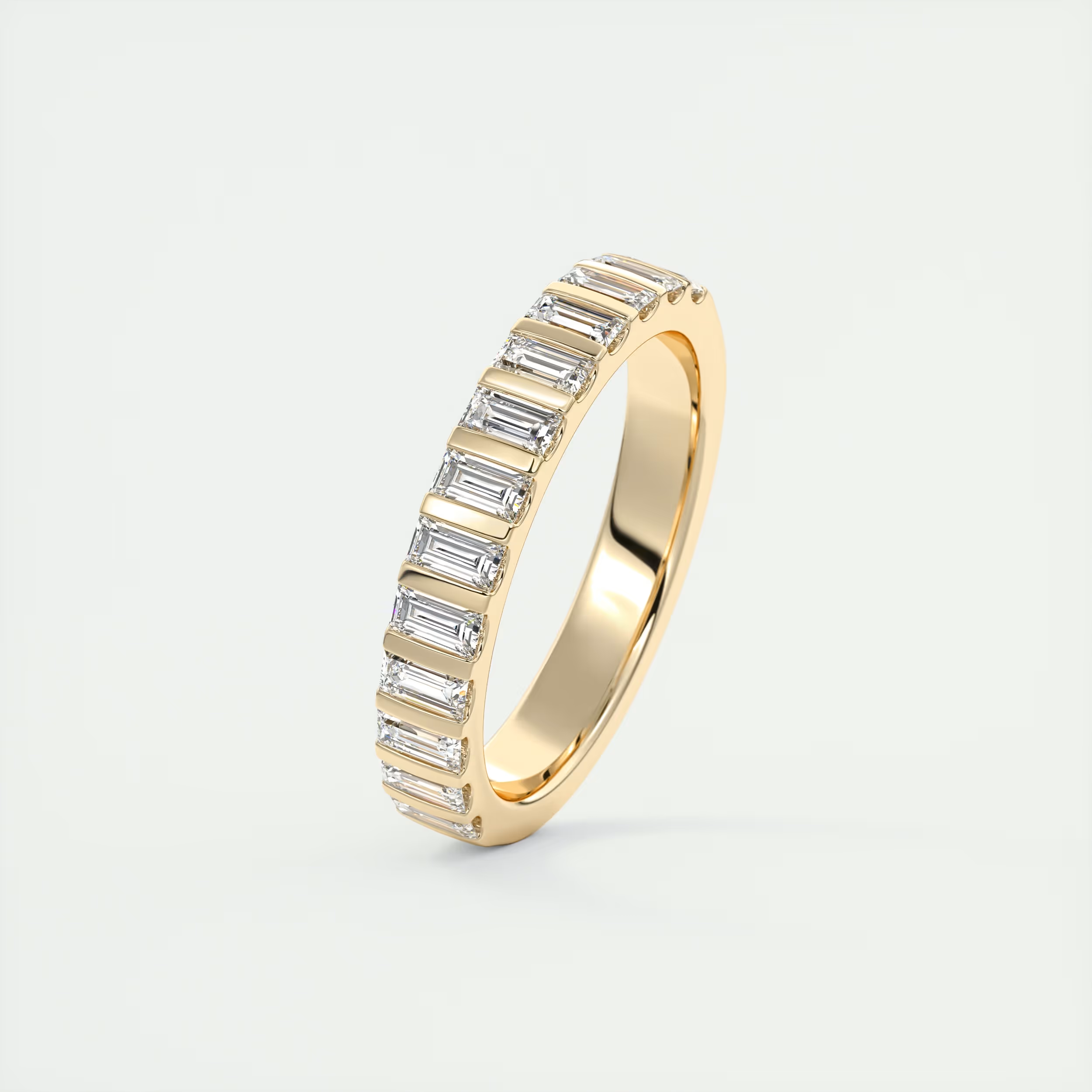 Deco Half Eternity Band – 3 mm Baguette Diamonds (1.00 TCW)