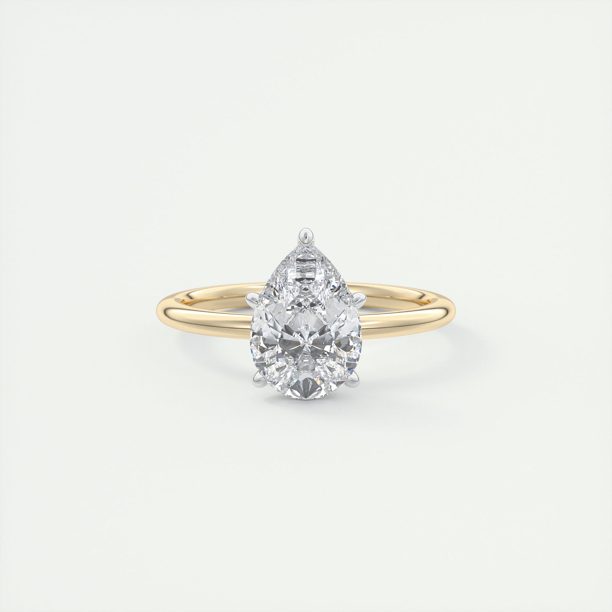 2 Carat Pear Gold Solitaire with Platinum Prongs 2