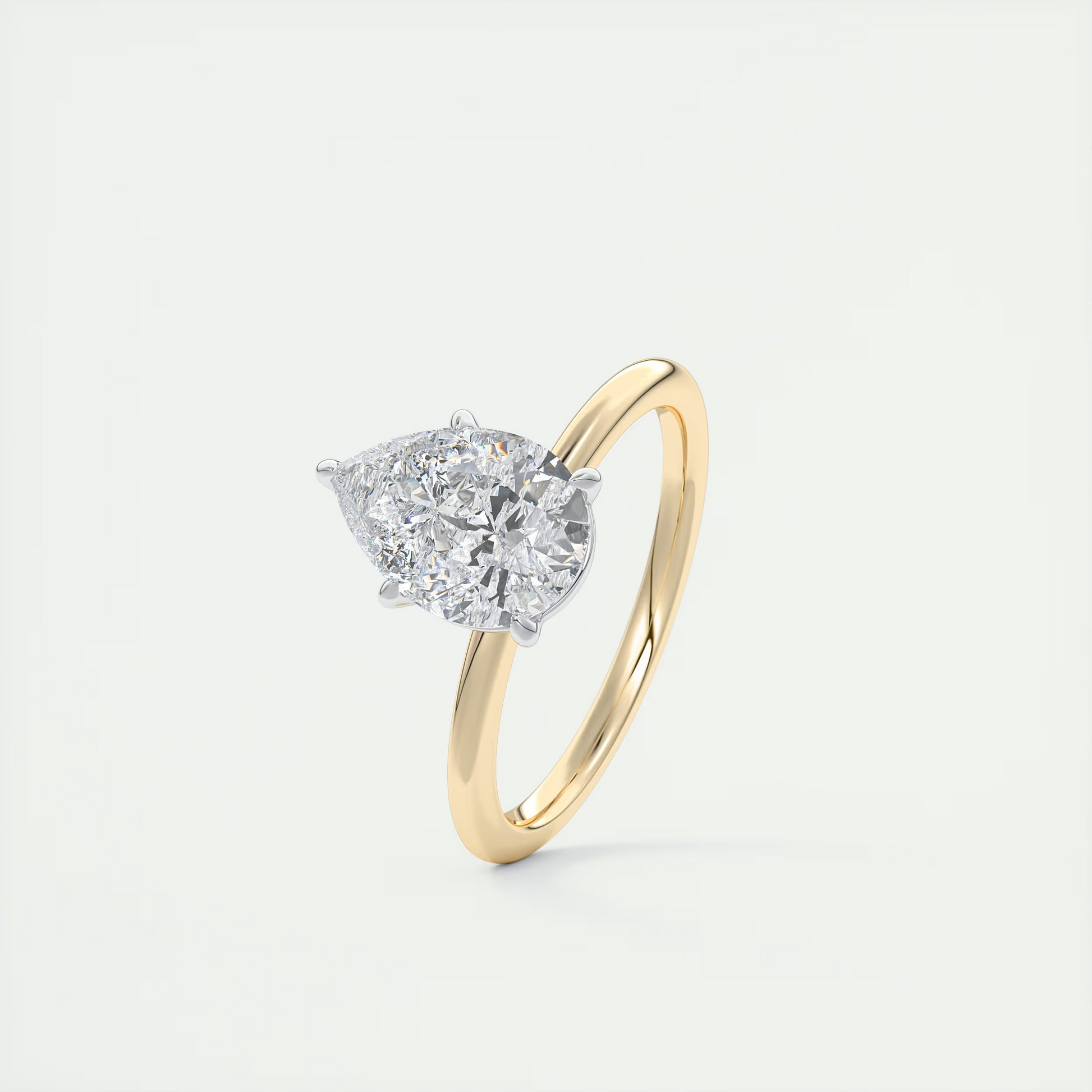 2 Carat Pear Gold Solitaire with Platinum Prongs 2