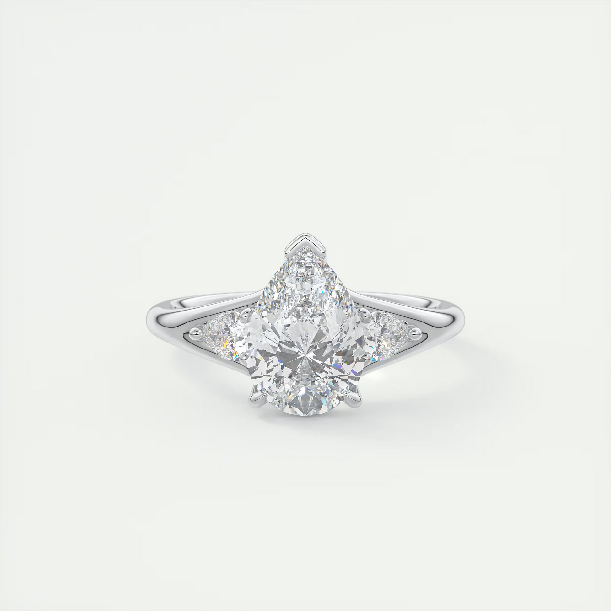 2 Carat Pear Three-Stone Split Shank Engagement Ring