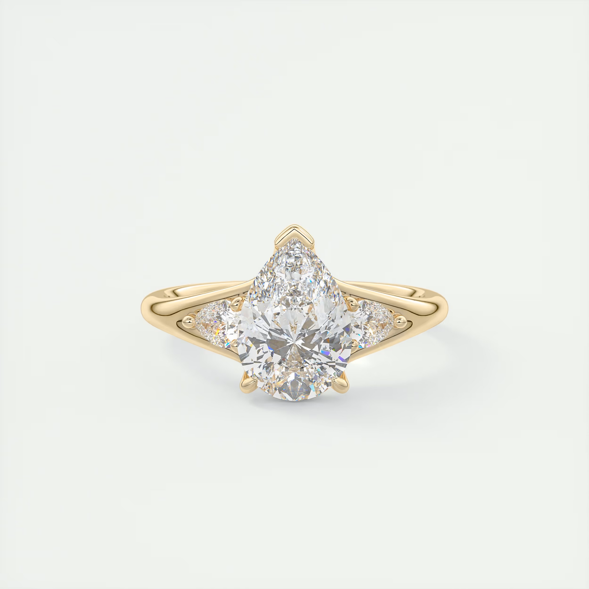 2 Carat Pear Three-Stone Split Shank Engagement Ring