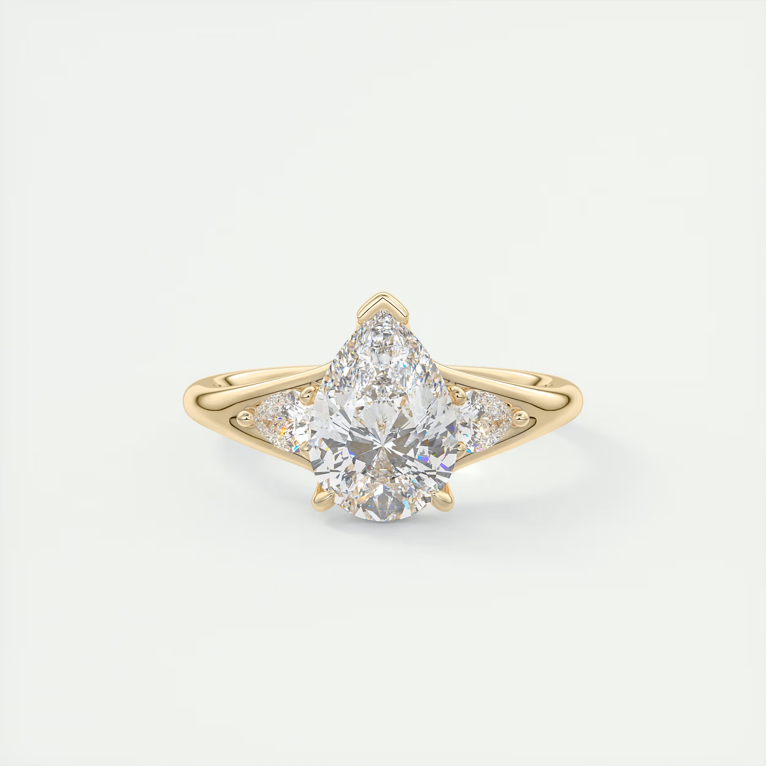 2 Carat Pear Three-Stone Split Shank Engagement Ring