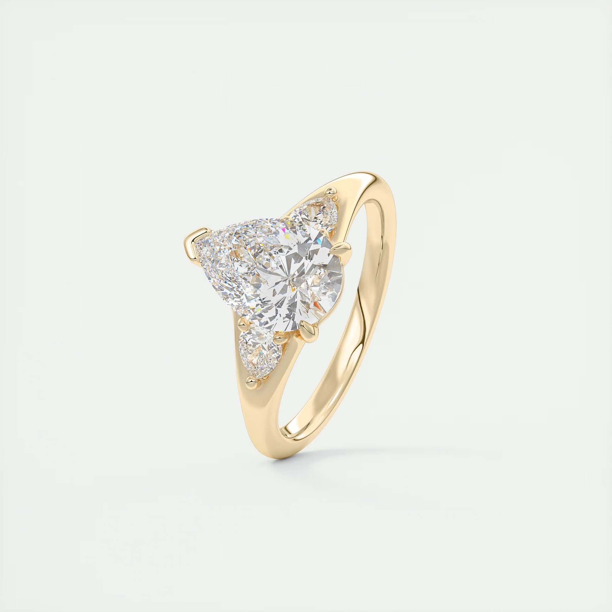 2 Carat Pear Three-Stone Split Shank Engagement Ring