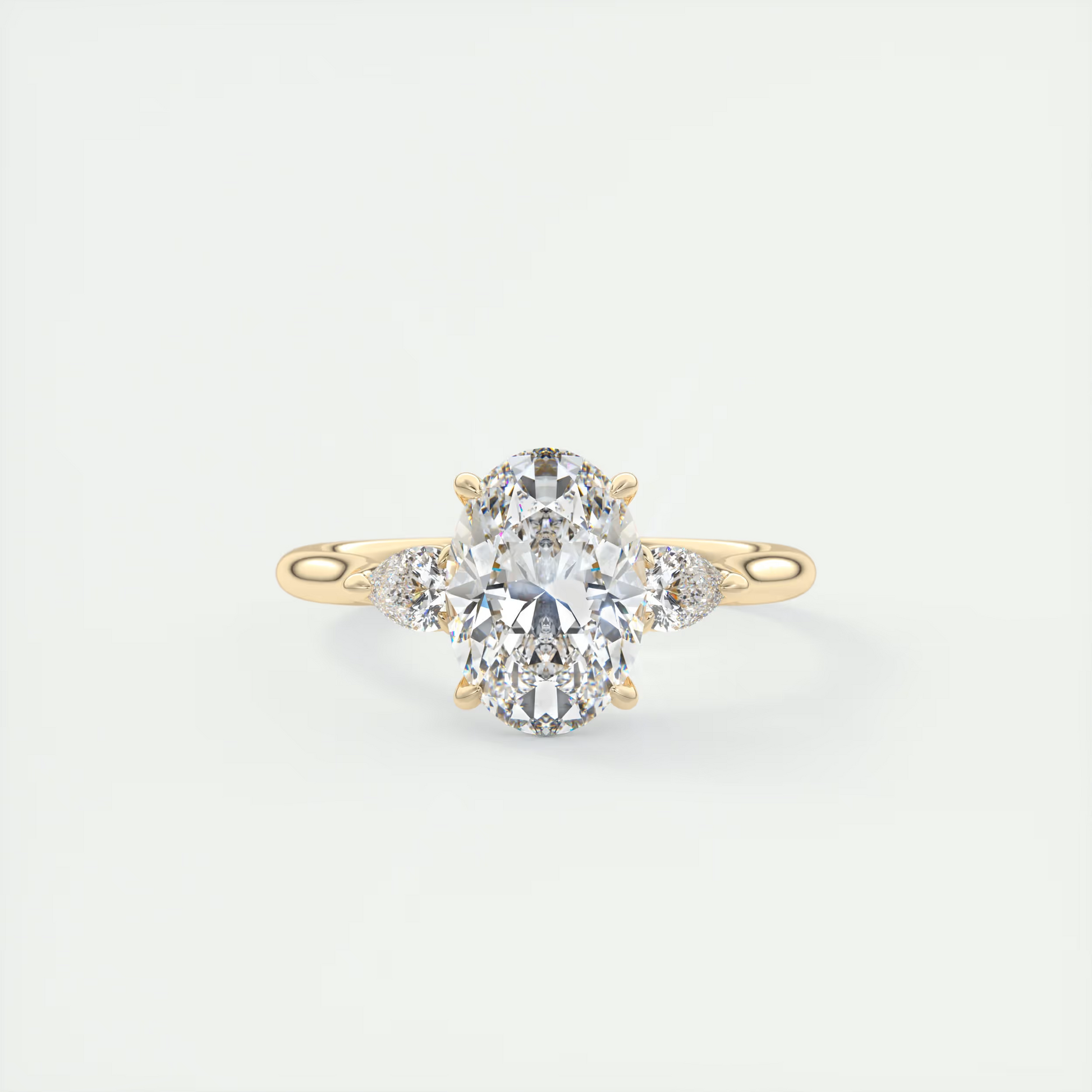 Grace 2 Carat Oval-Cut Cathedral Three-Stone Diamond Ring
