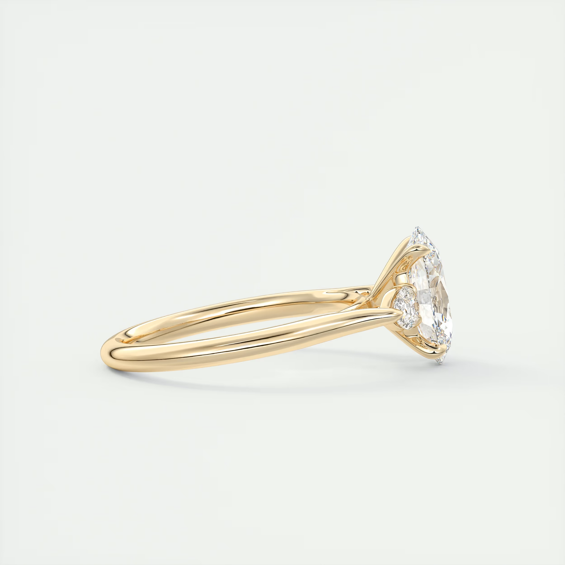 Grace 2 Carat Oval-Cut Cathedral Three-Stone Diamond Ring