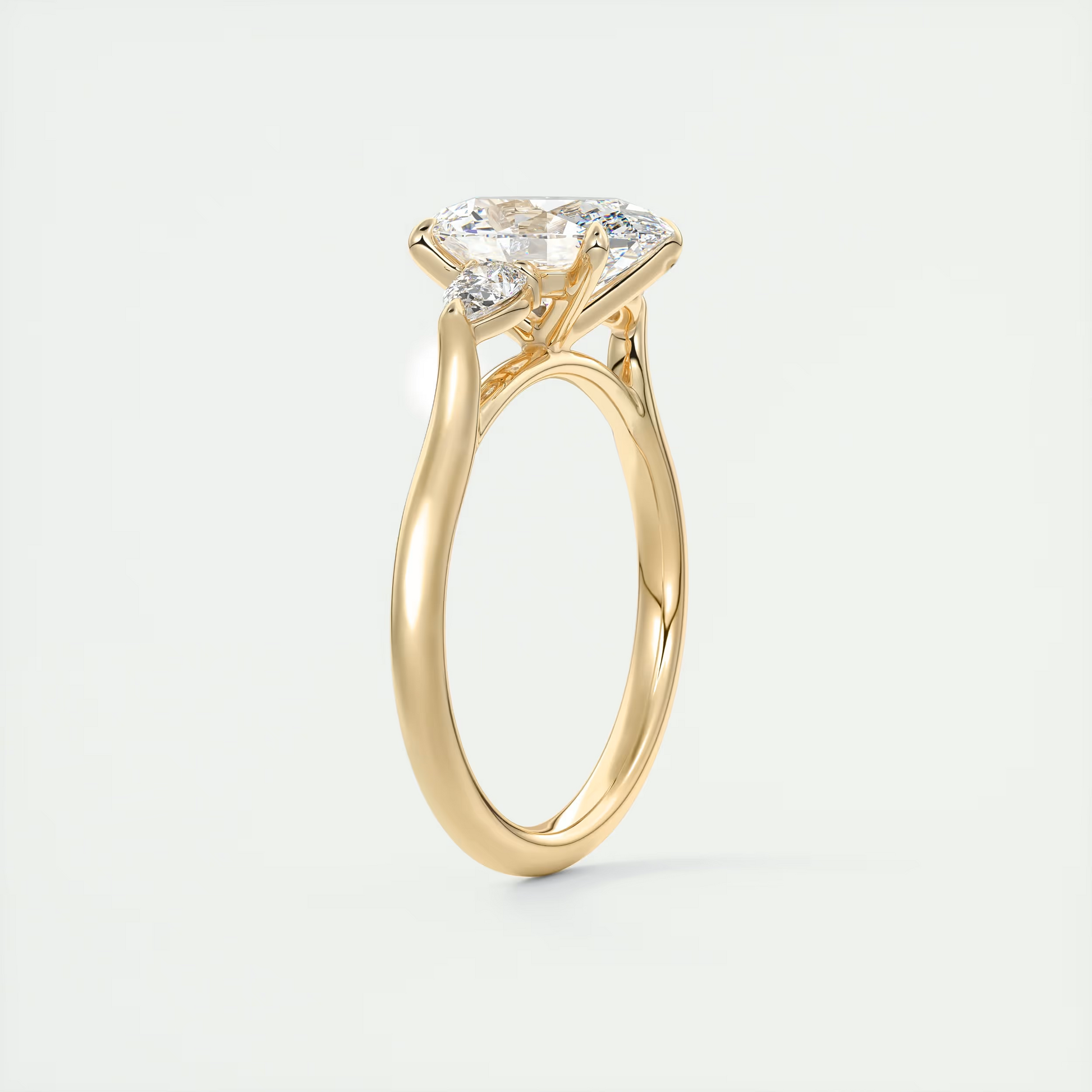 Grace 2 Carat Oval-Cut Cathedral Three-Stone Diamond Ring