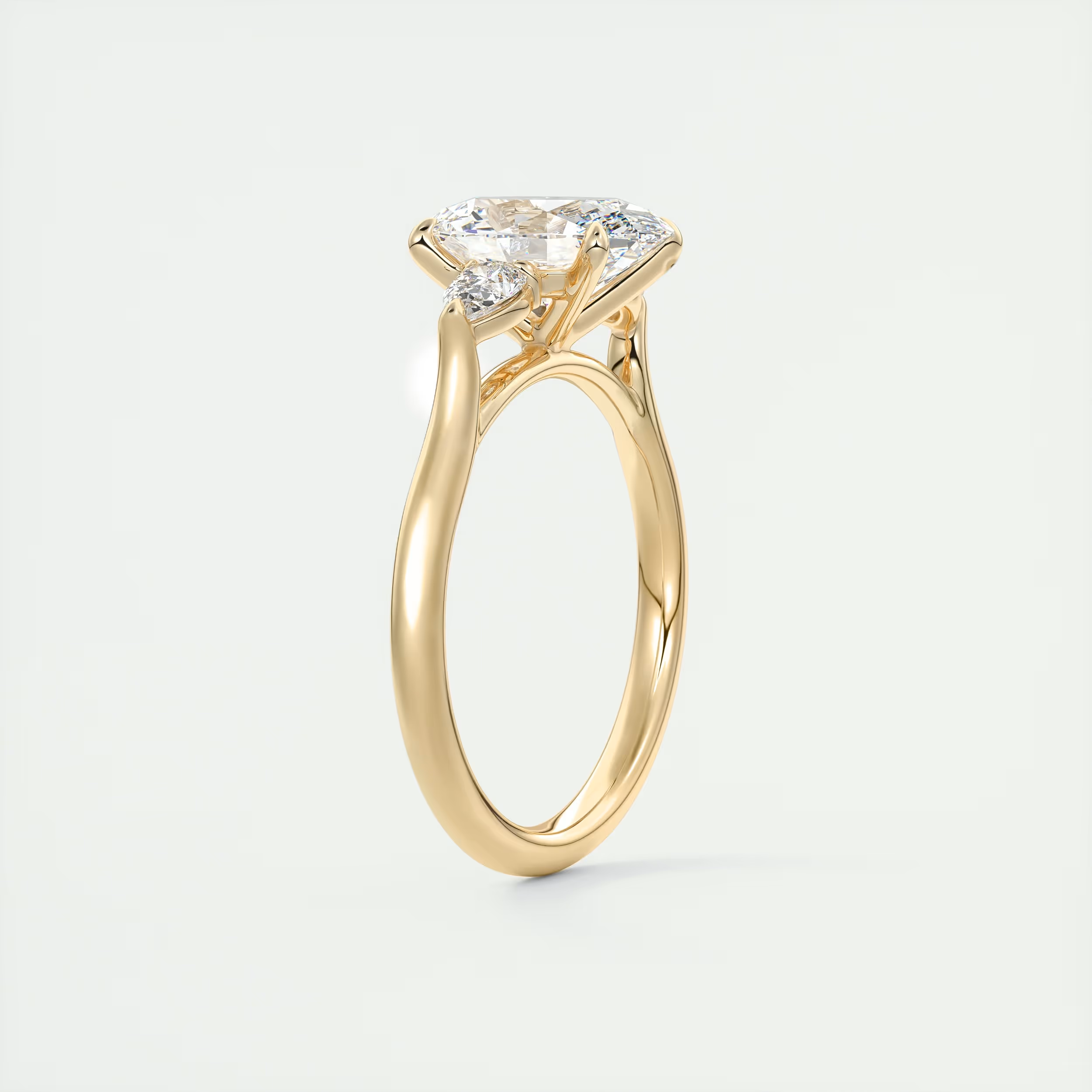 Grace 2 Carat Oval-Cut Cathedral Three-Stone Diamond Ring