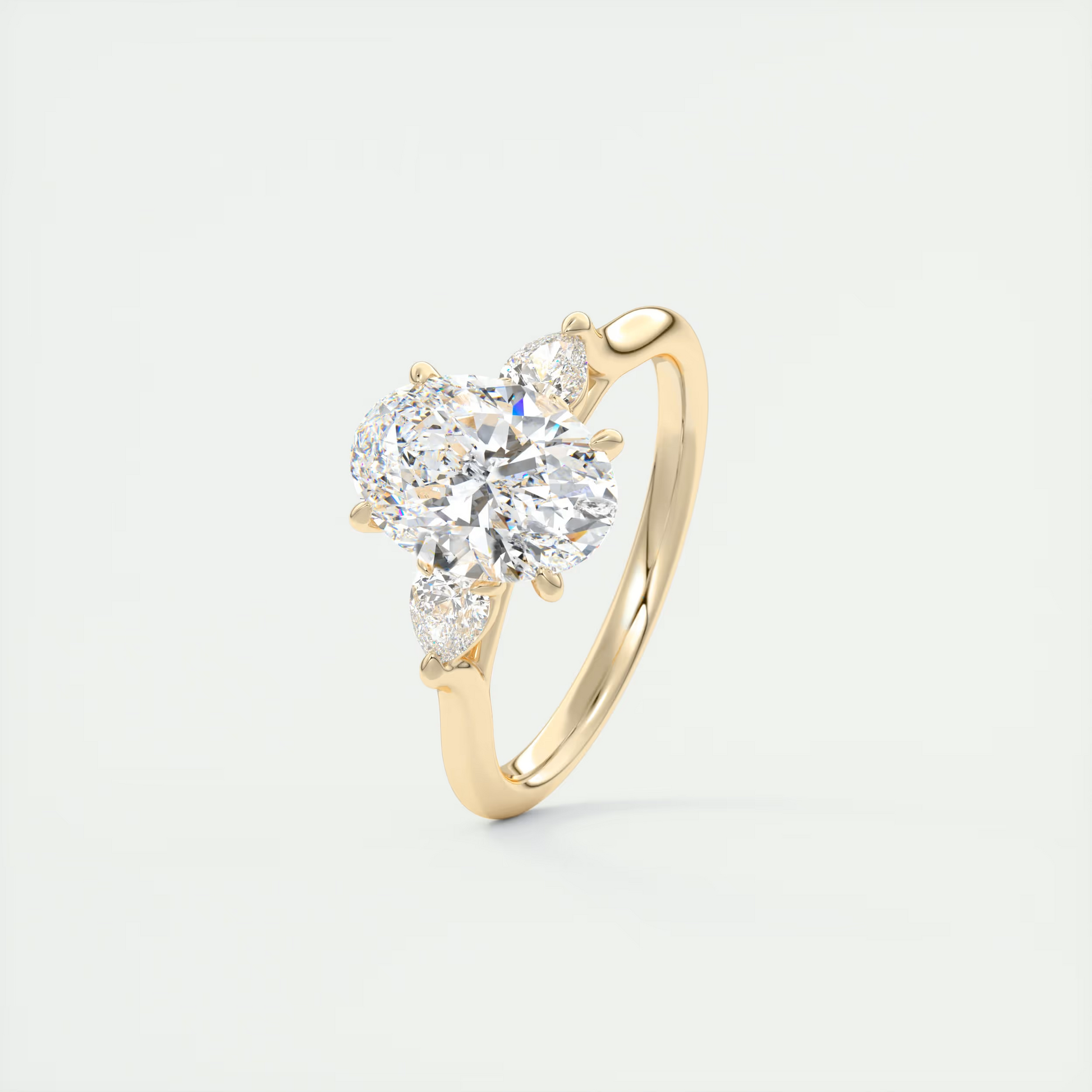 Grace 2 Carat Oval-Cut Cathedral Three-Stone Diamond Ring