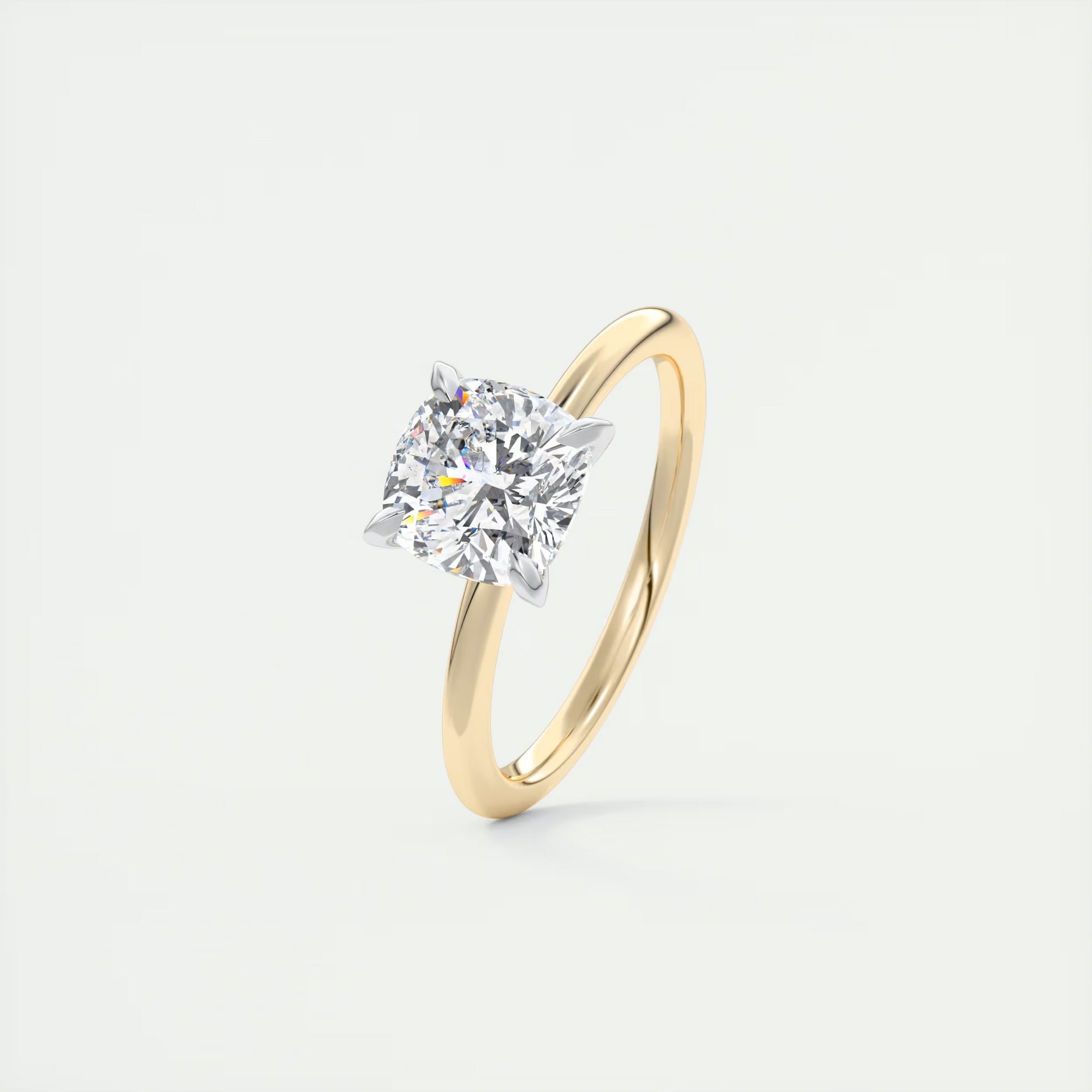 2 Carat Cushion Four Prong Solitaire