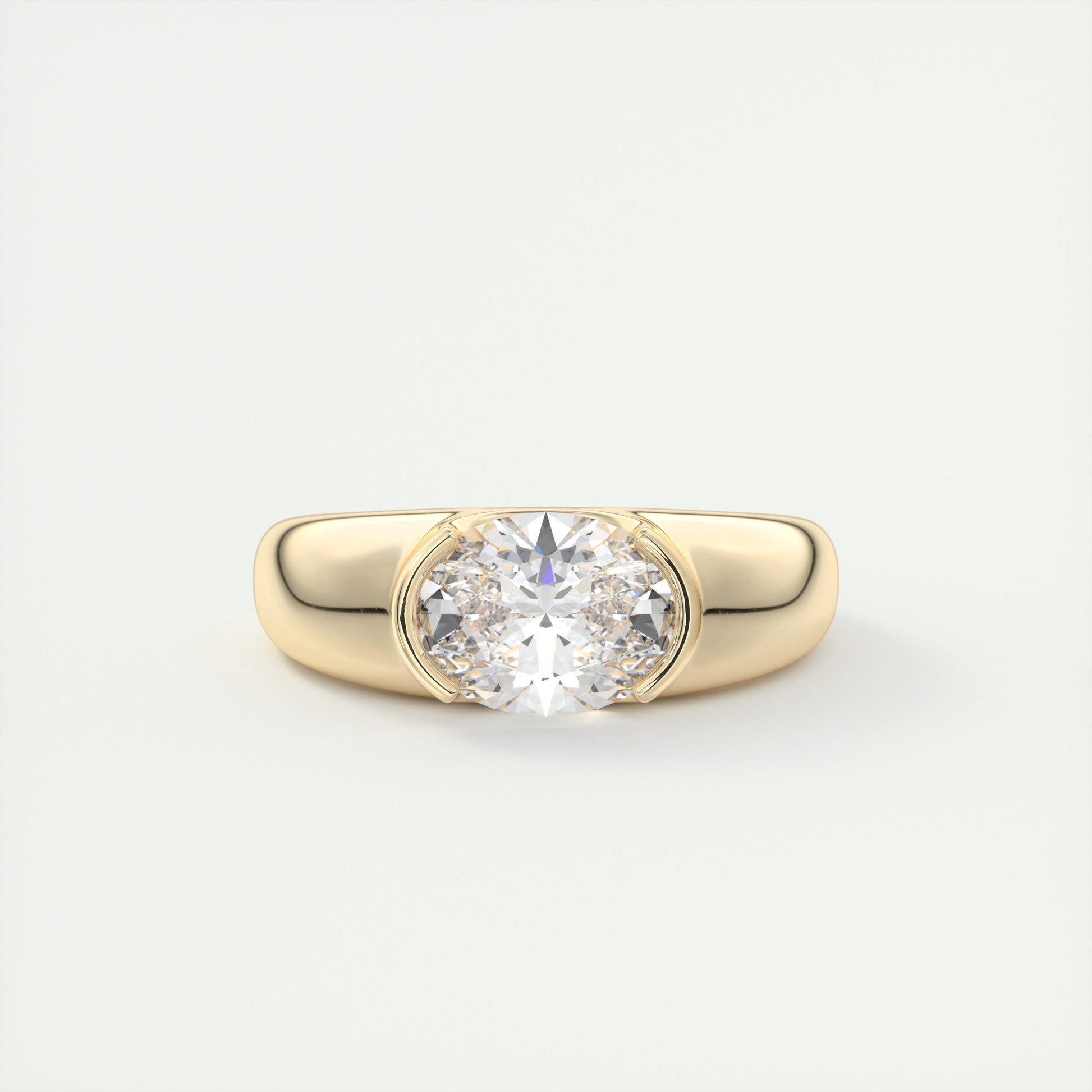 2 Carat Chunky Half Bezel Oval Solitaire