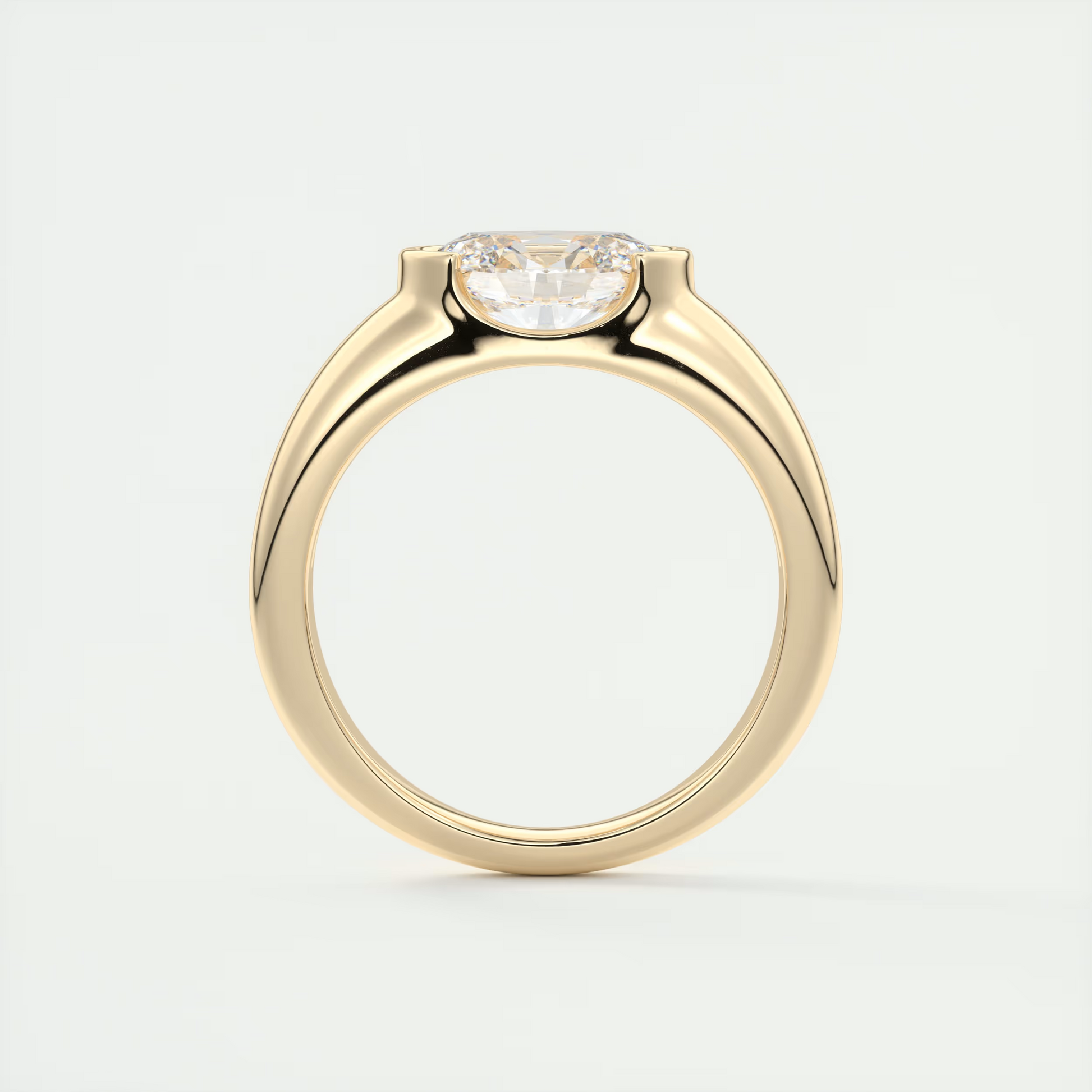 2 Carat Chunky Half Bezel Oval Solitaire