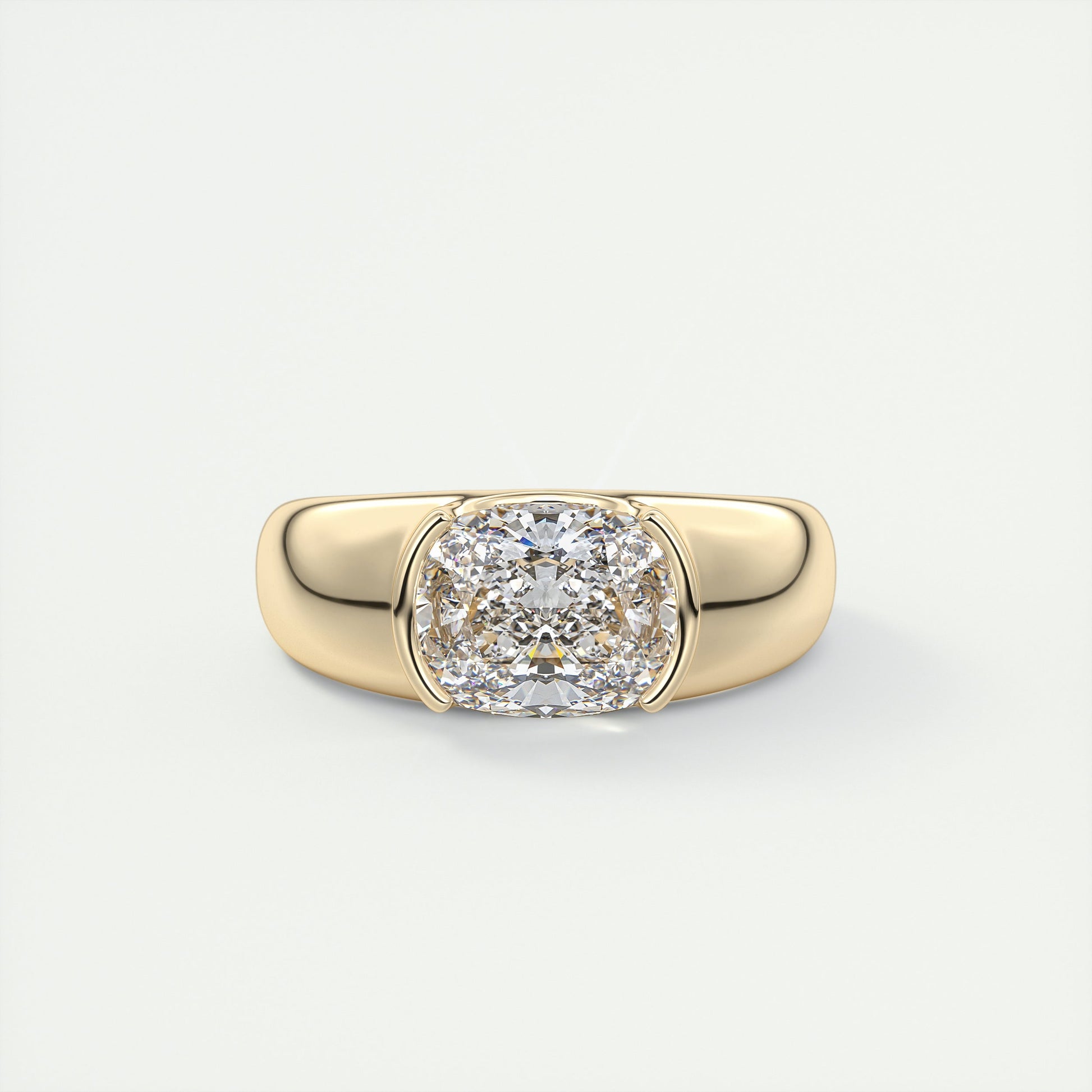 2 Carat Chunky Half Bezel Cushion Solitaire