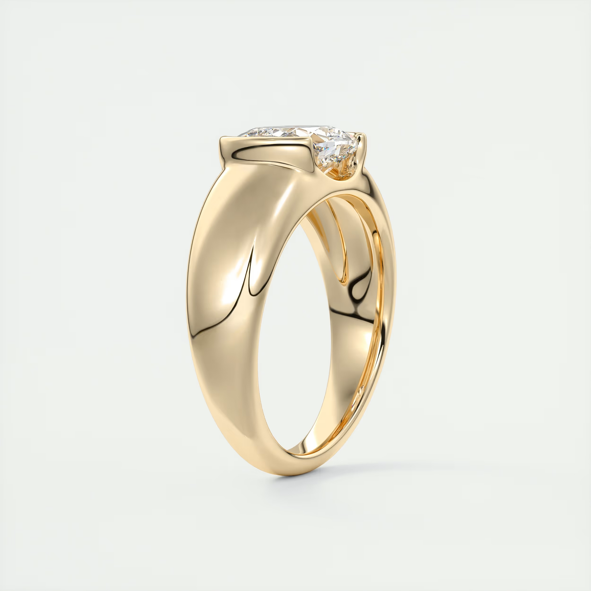 2 Carat Chunky Half Bezel Cushion Solitaire