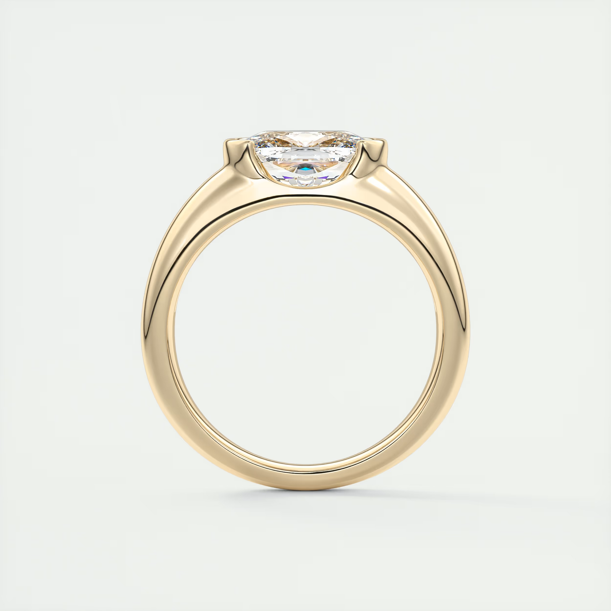 2 Carat Chunky Half Bezel Cushion Solitaire