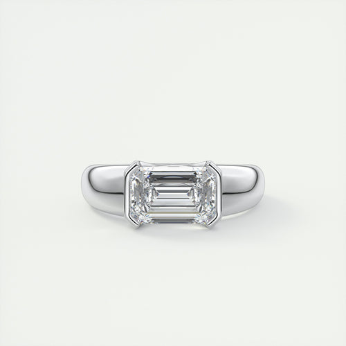 2 Carat Chunky Half Bezel Emerald Solitaire