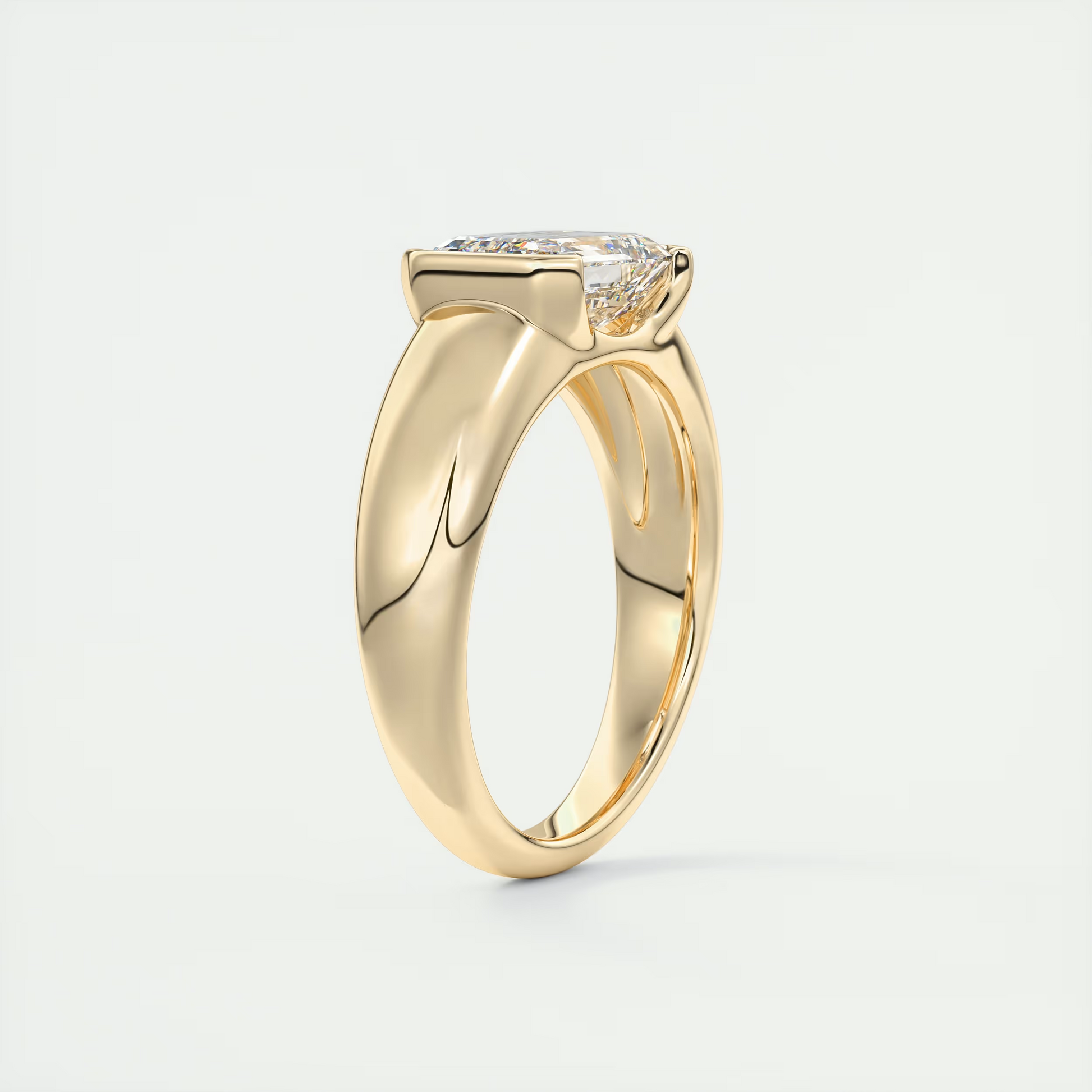 2 Carat Chunky Half Bezel Emerald Solitaire