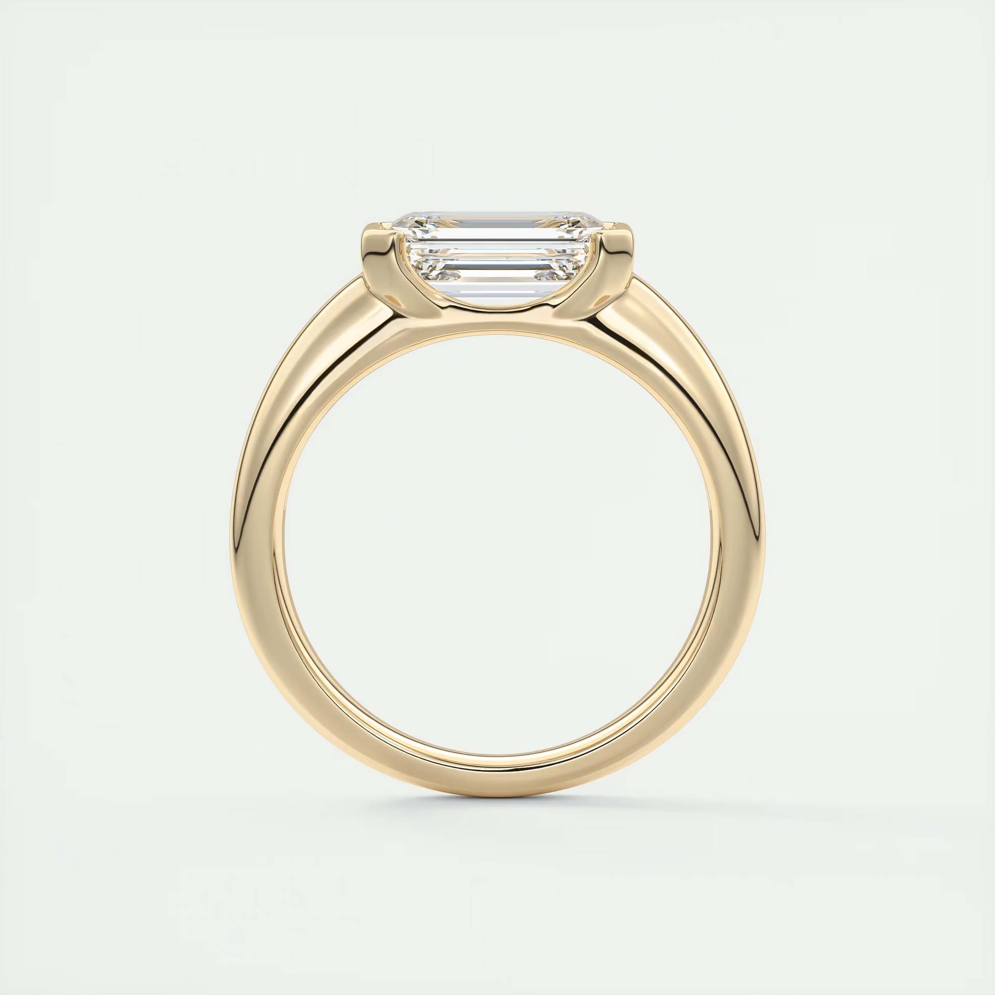 2 Carat Chunky Half Bezel Emerald Solitaire