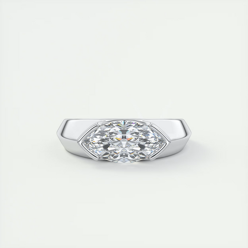 2 Carat Chunky Half Bezel Marquise Solitaire