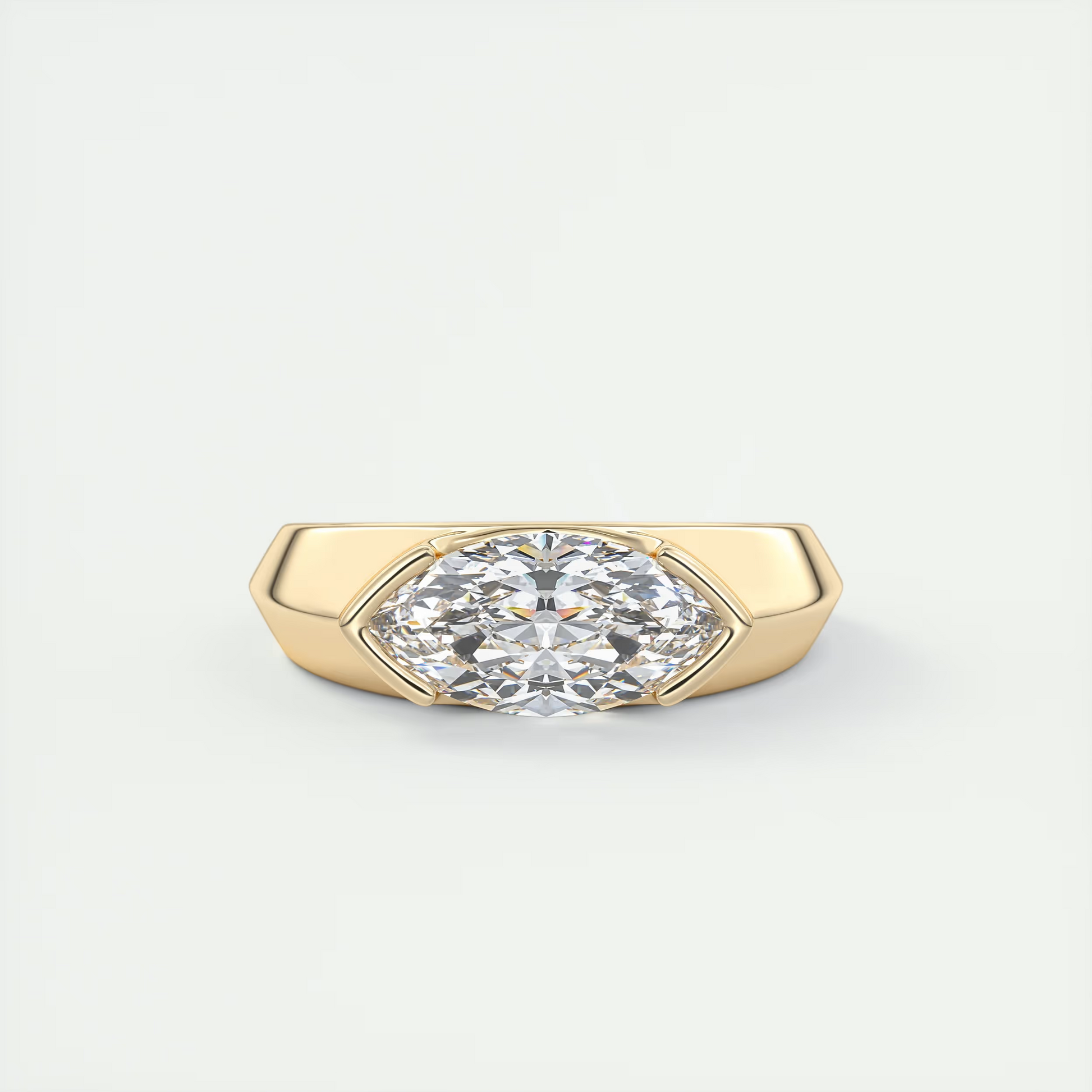 2 Carat Chunky Half Bezel Marquise Solitaire