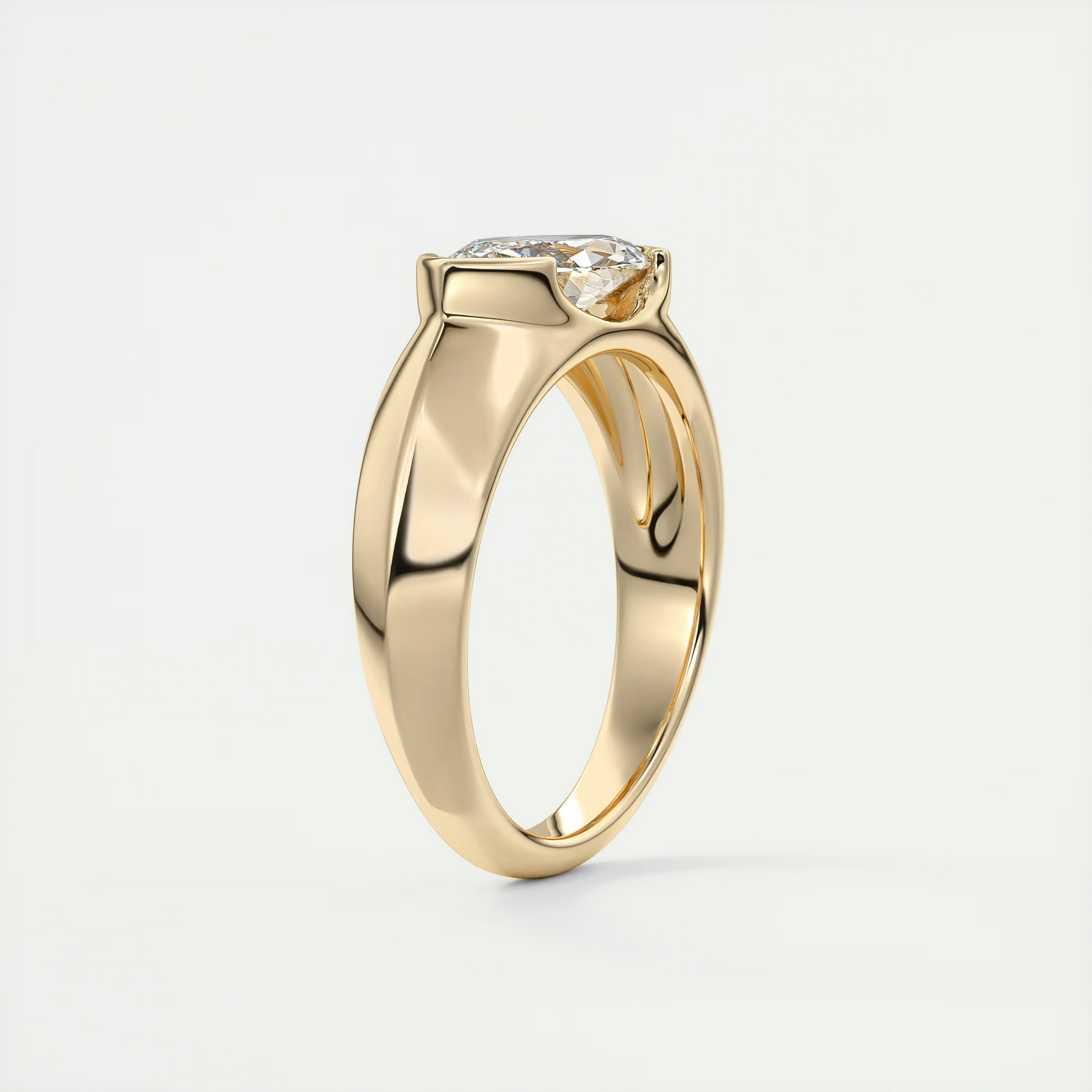 2 Carat Chunky Half Bezel Marquise Solitaire