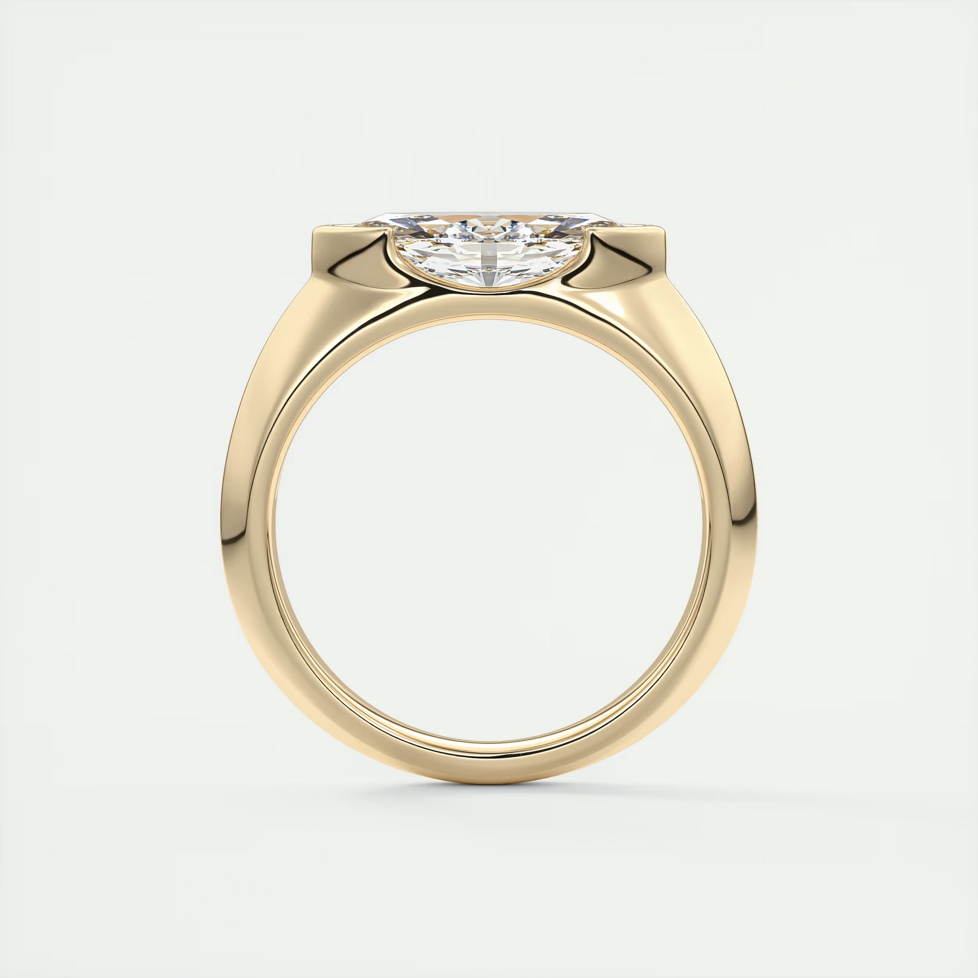 2 Carat Chunky Half Bezel Marquise Solitaire