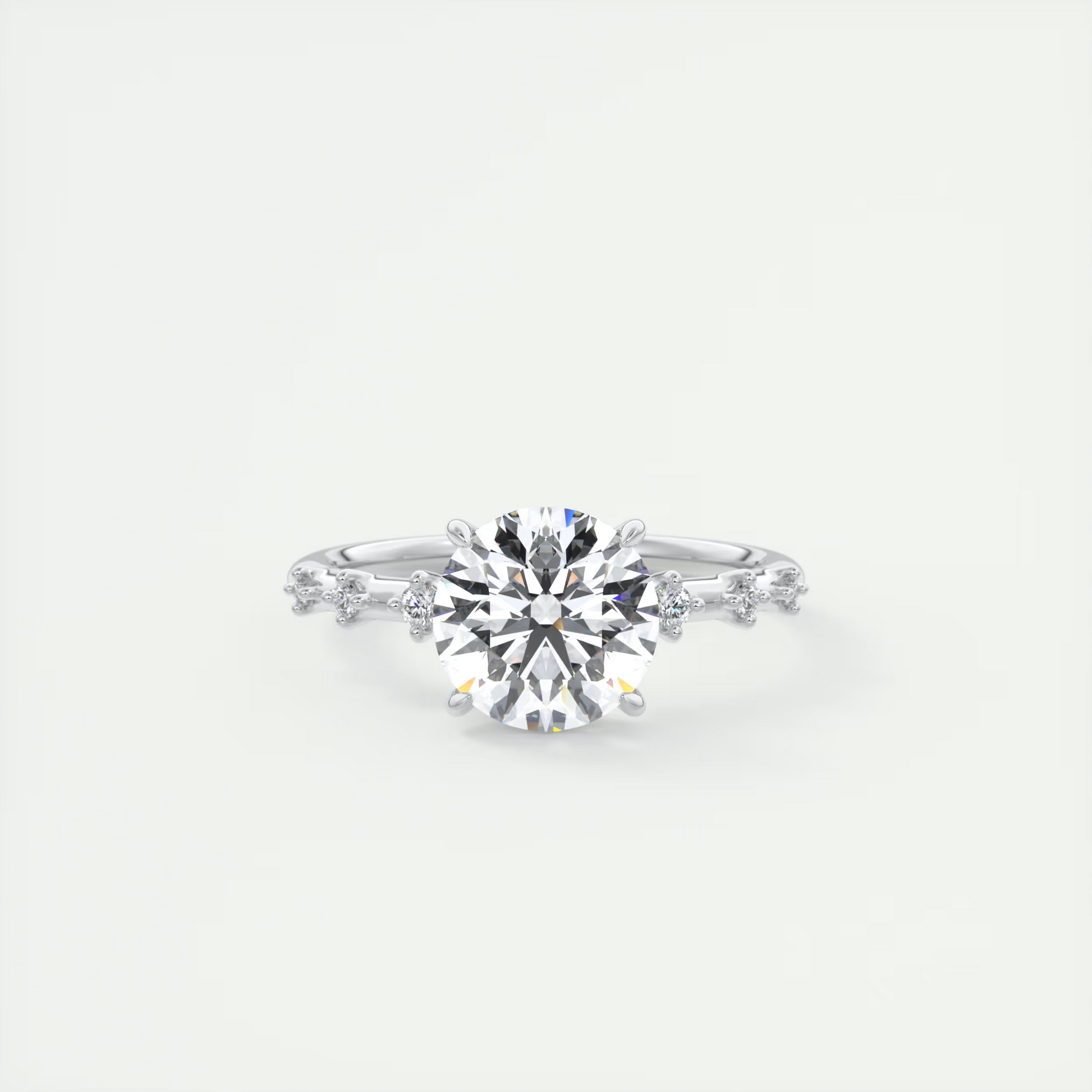 2 Carat Dainty Round Solitaire with Diamond Accents