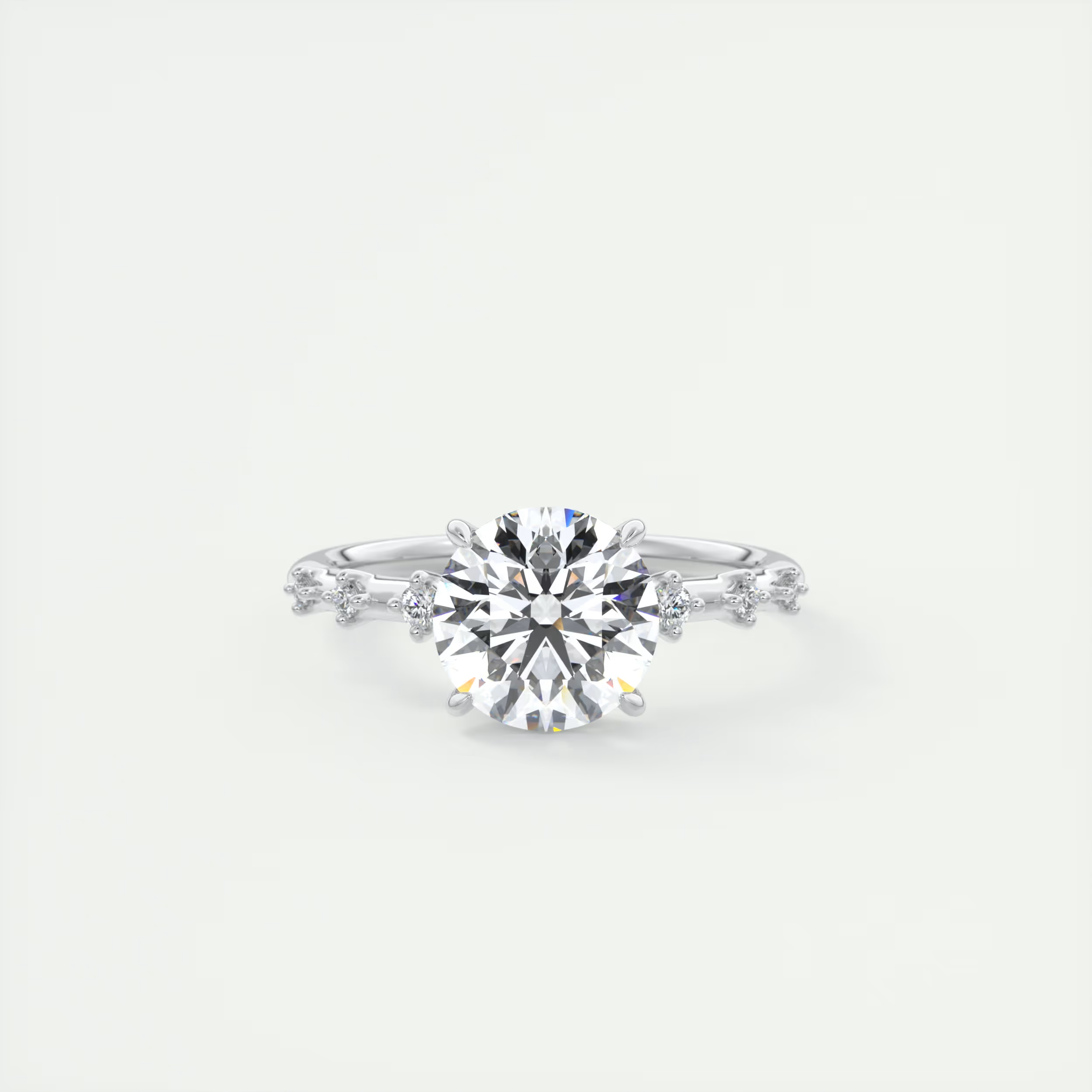 2 Carat Dainty Round Solitaire with Diamond Accents