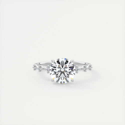 2 Carat Dainty Round Solitaire with Diamond Accents