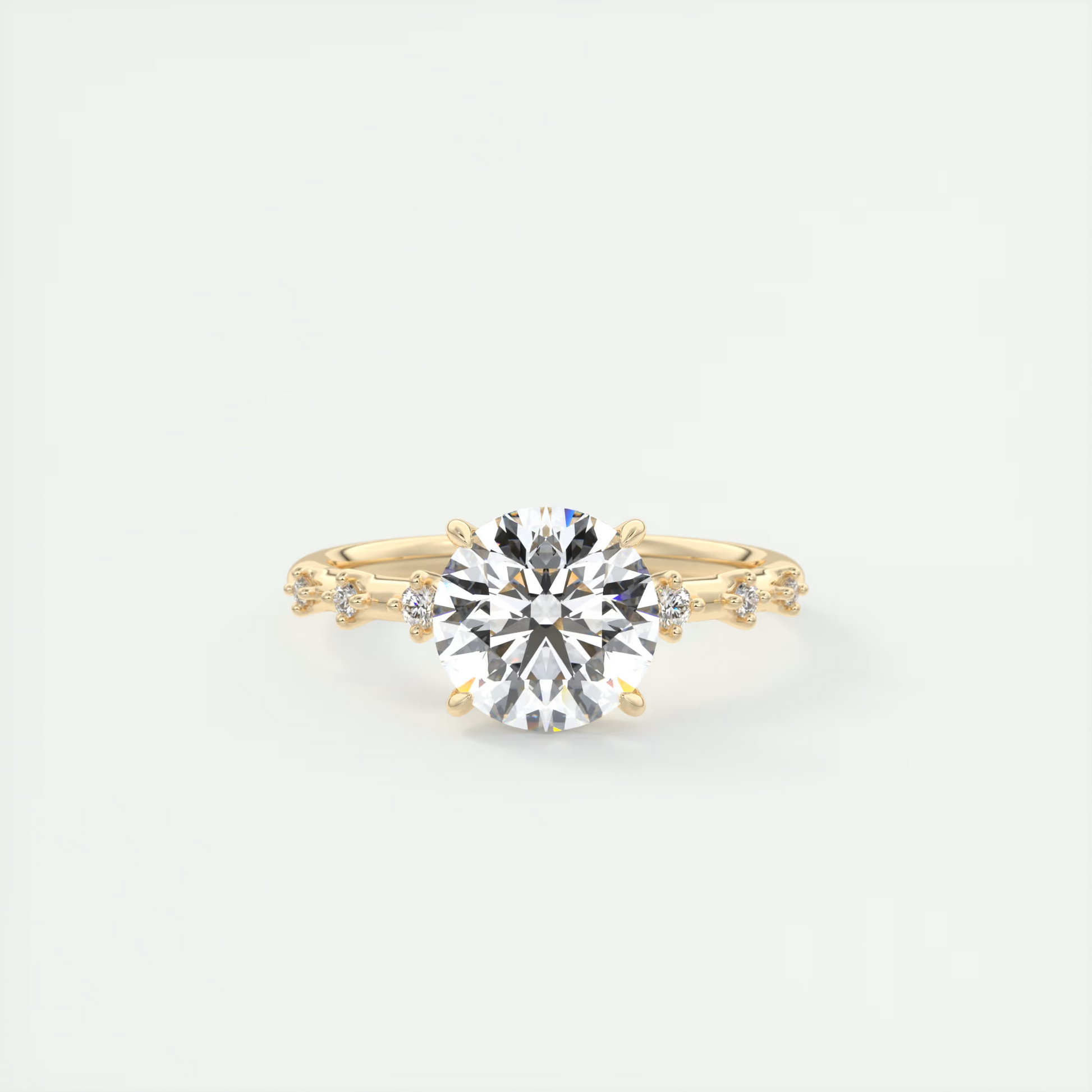 2 Carat Dainty Round Solitaire with Diamond Accents