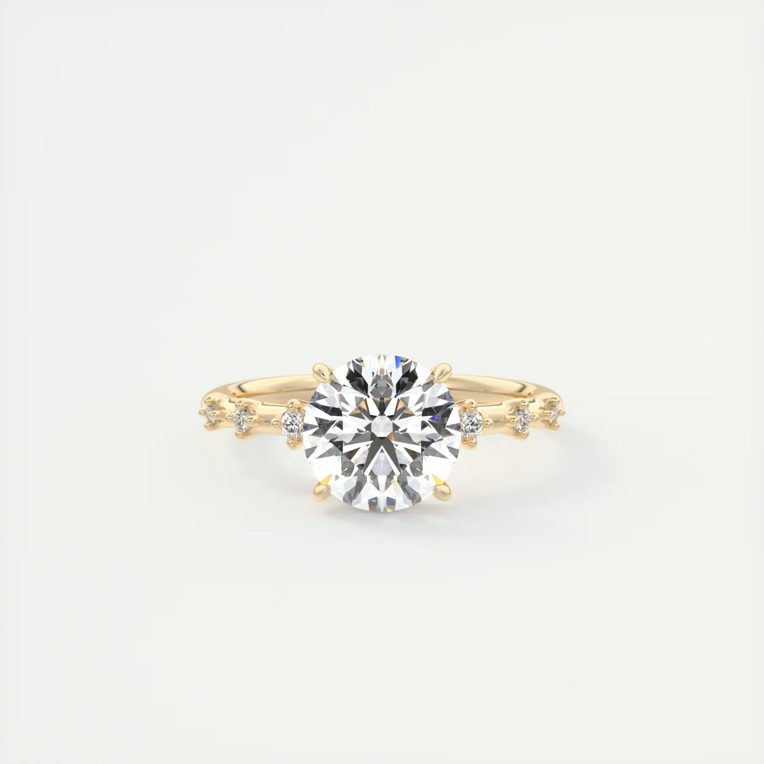 2 Carat Dainty Round Solitaire with Diamond Accents