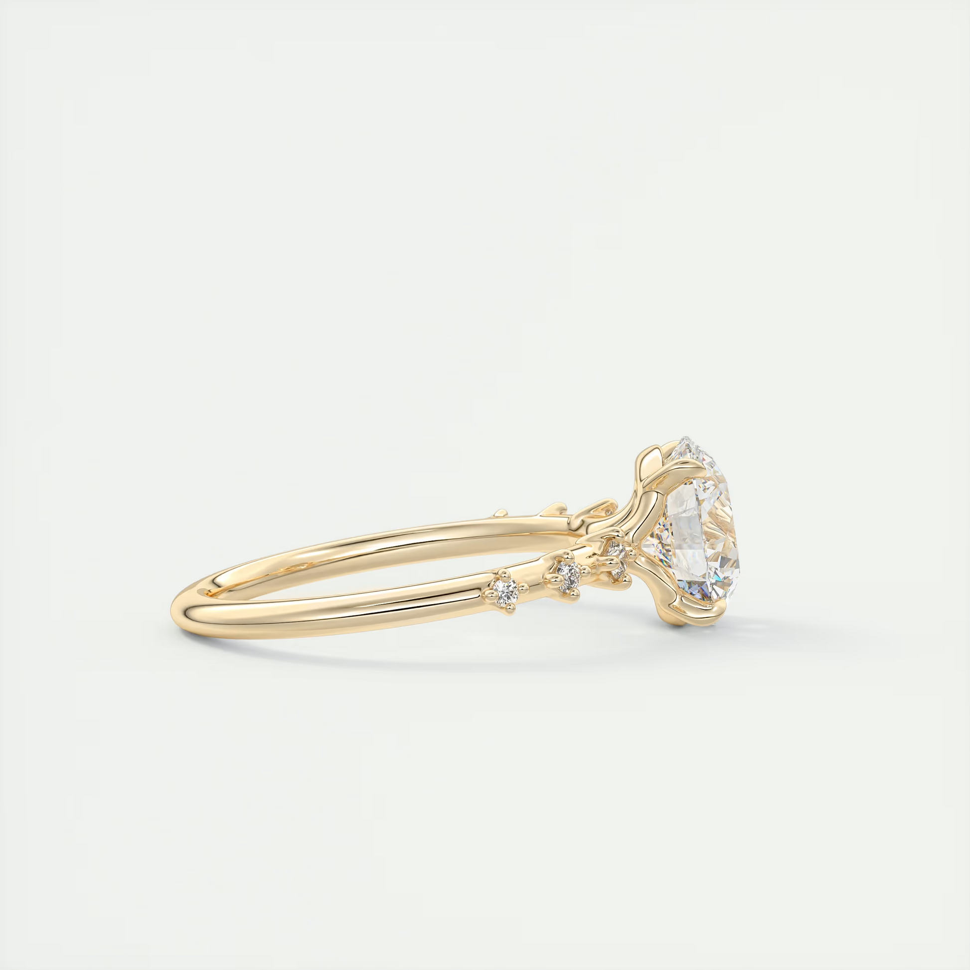 2 Carat Dainty Round Solitaire with Diamond Accents