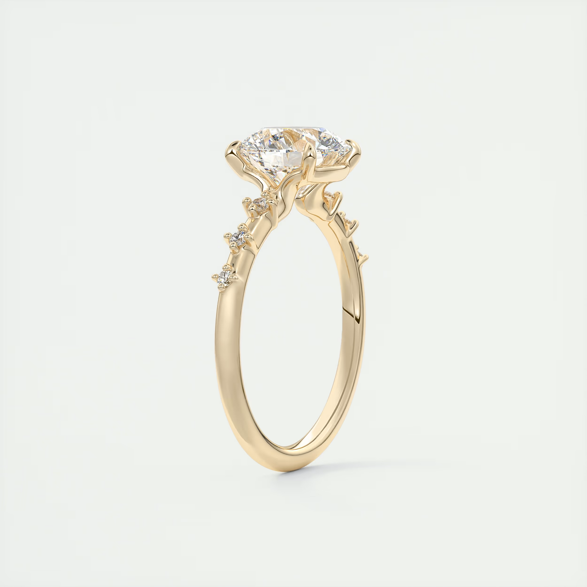 2 Carat Dainty Round Solitaire with Diamond Accents