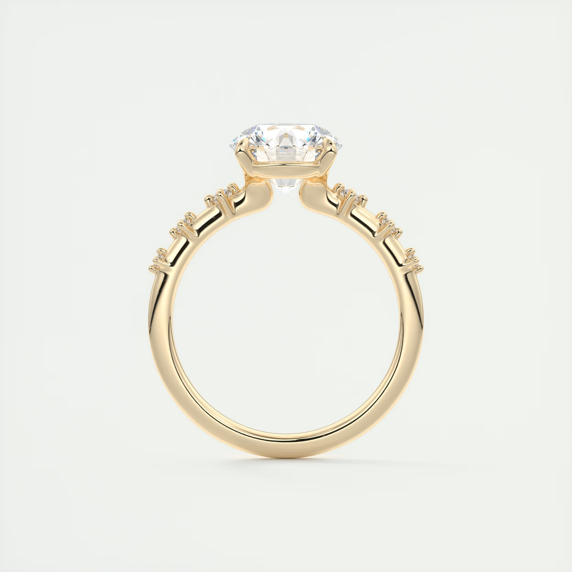 2 Carat Dainty Round Solitaire with Diamond Accents