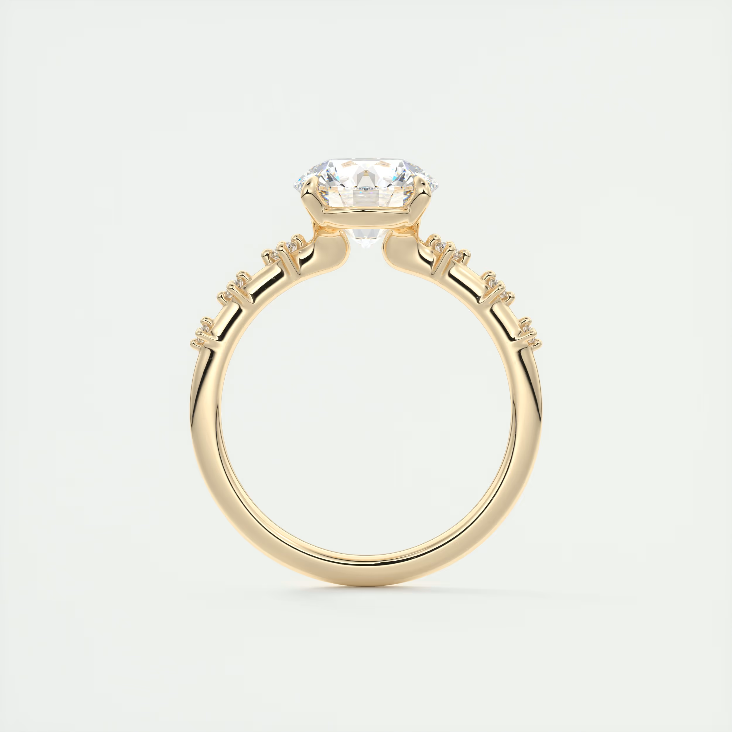 2 Carat Dainty Round Solitaire with Diamond Accents