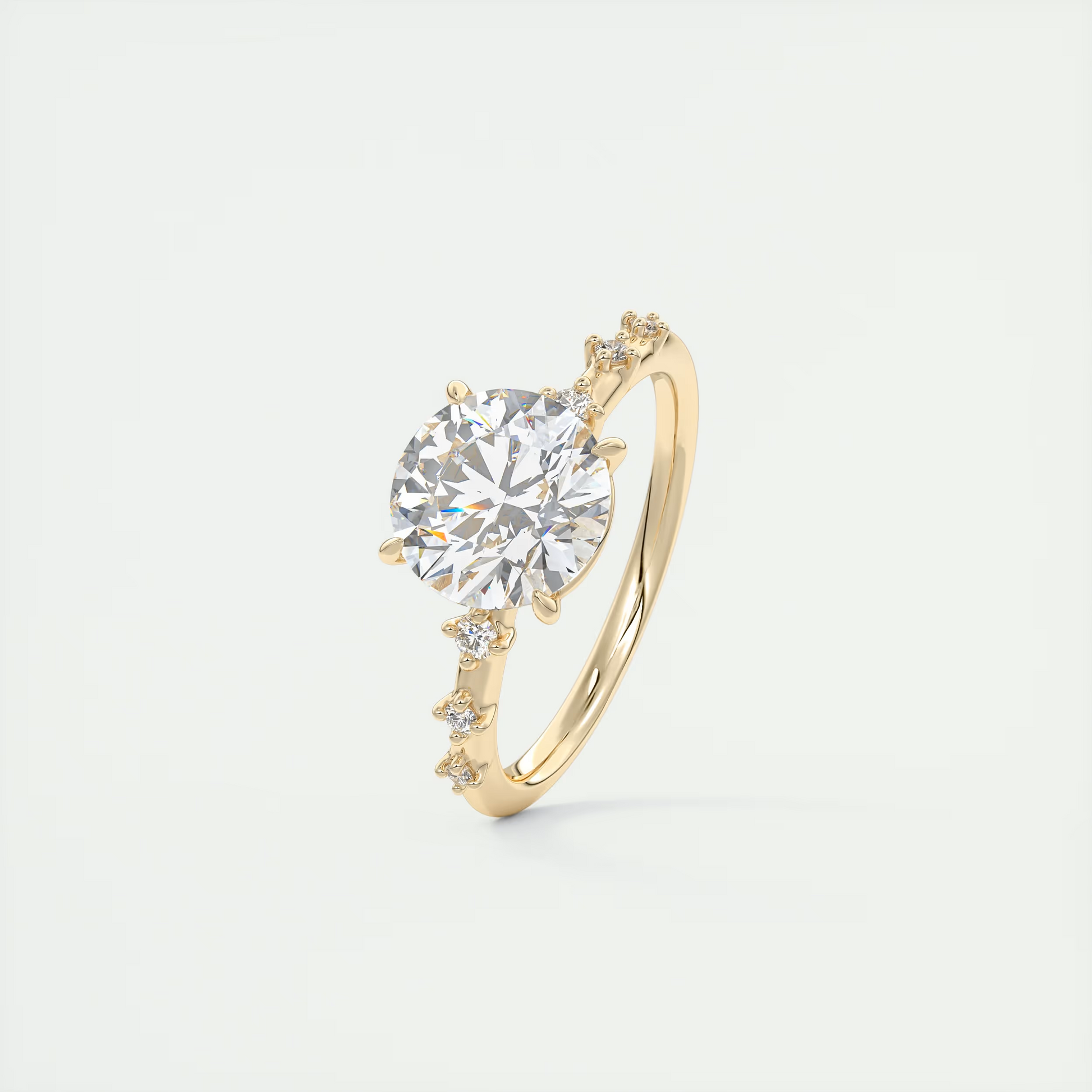 2 Carat Dainty Round Solitaire with Diamond Accents