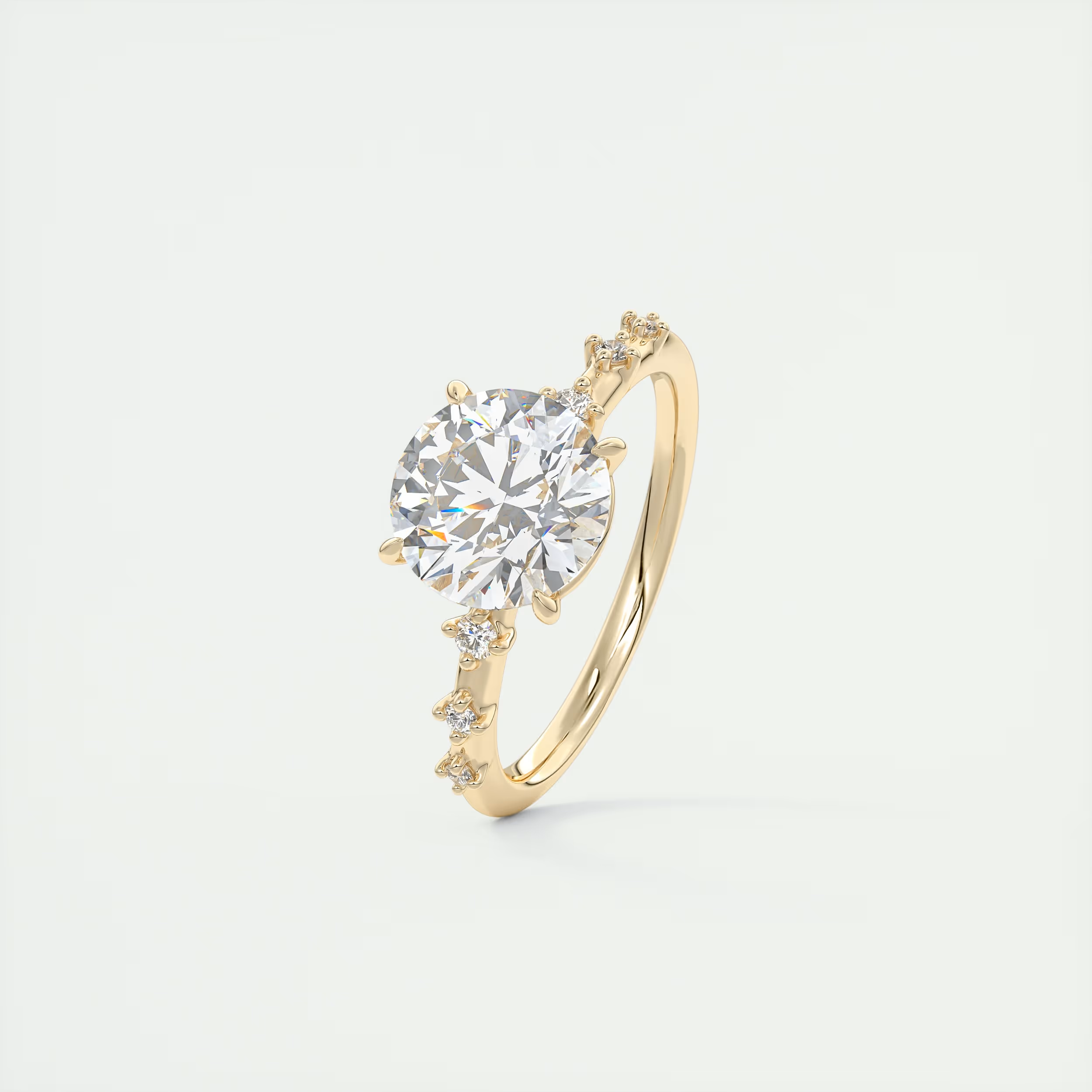 2 Carat Dainty Round Solitaire with Diamond Accents