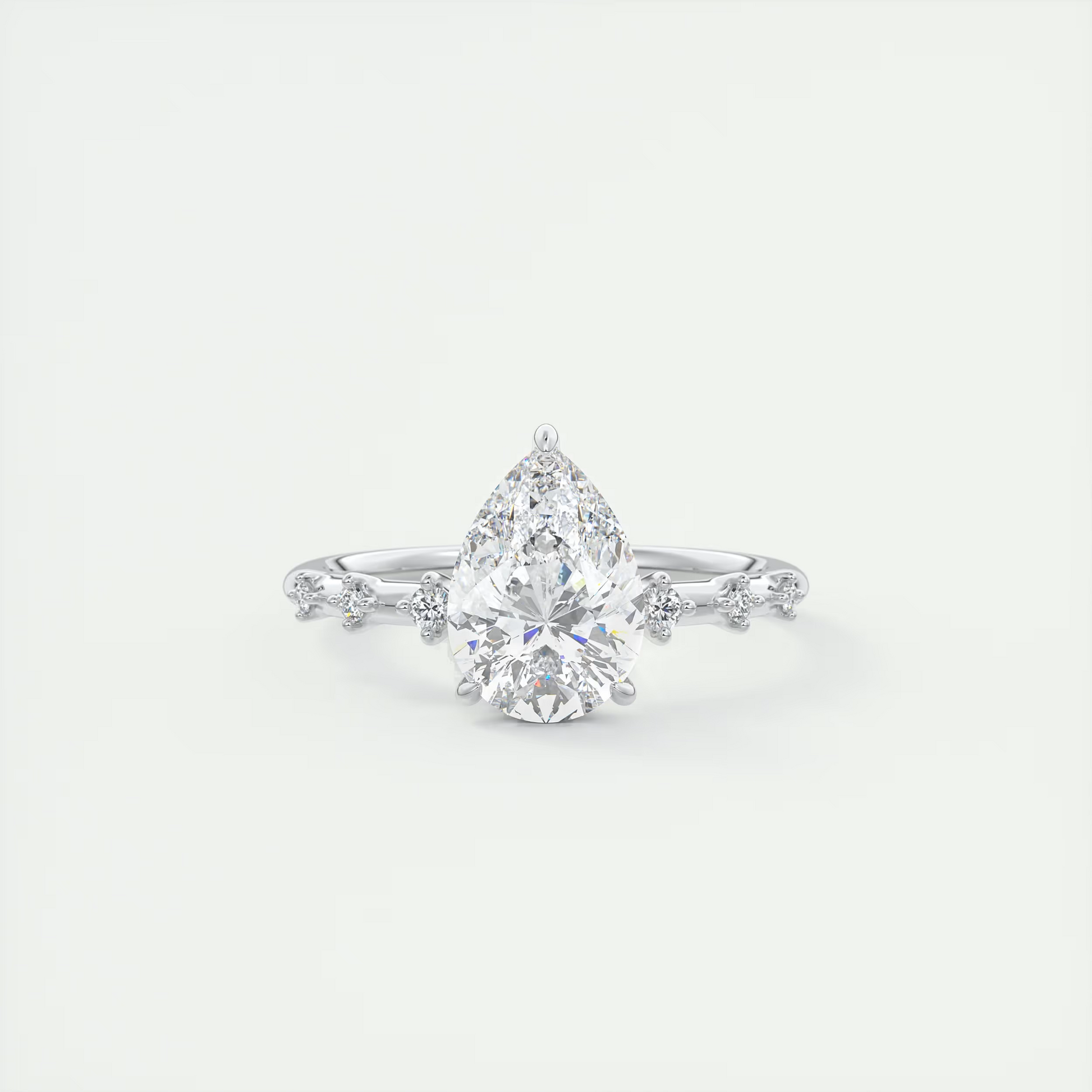 2 Carat Dainty Pear Solitaire with Diamond Accents